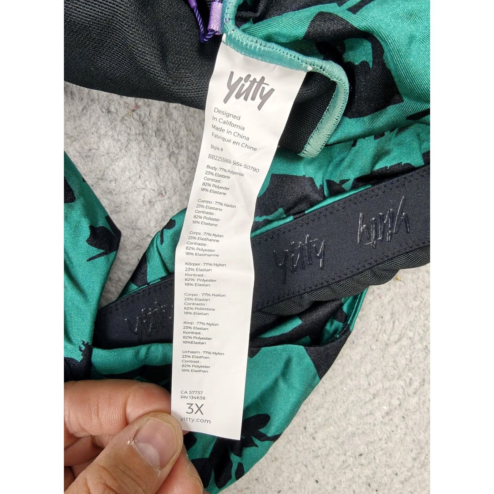Vintage Yitty Headliner Shaping Midi Bralette Top Womens 3X Green Deep Sea Lizzouette Shapewear Budge Slimming Stretch Knit Geometric Size XXL / US 16-18 / IT 52-54 - 3 Thumbnail