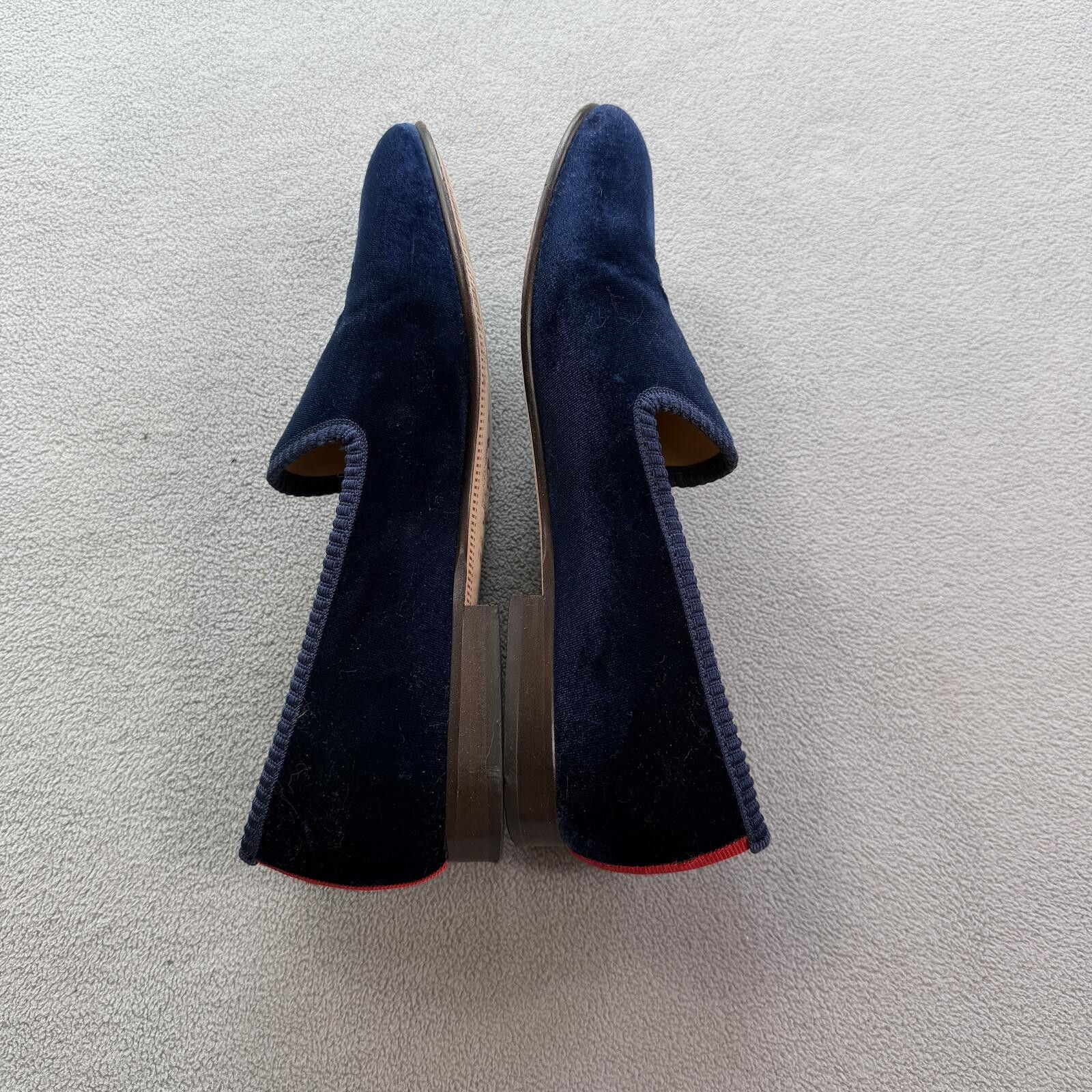 Del Toro Del Toro Navy Velvet Skull Embroidered Slippers Loafers Men Size US 8 / EU 41 - 7 Thumbnail