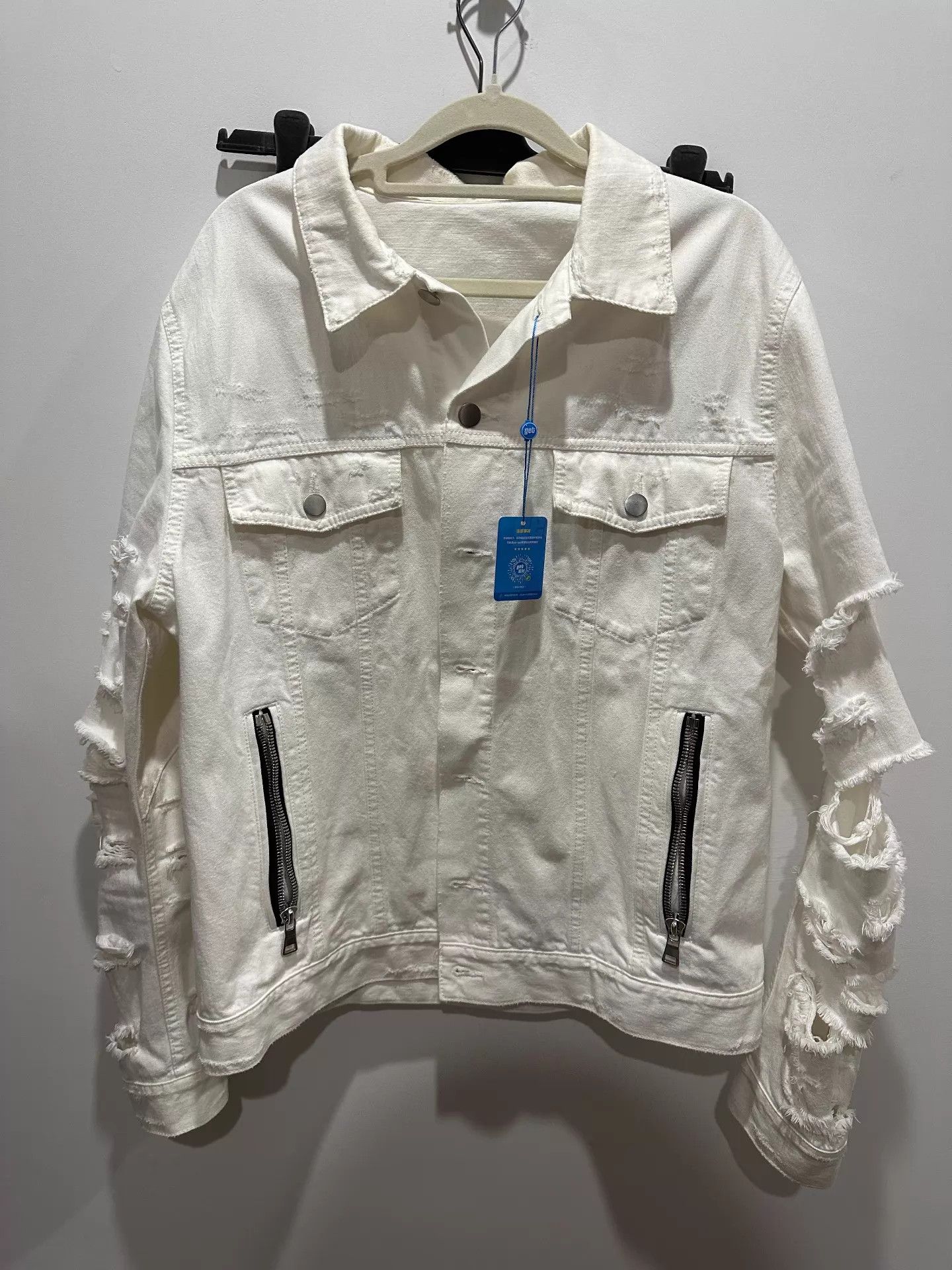 Balmain Balmain Double-Zip Destructed White Denim Jacket L Size US L / EU 52-54 / 3 - 1 Thumbnail