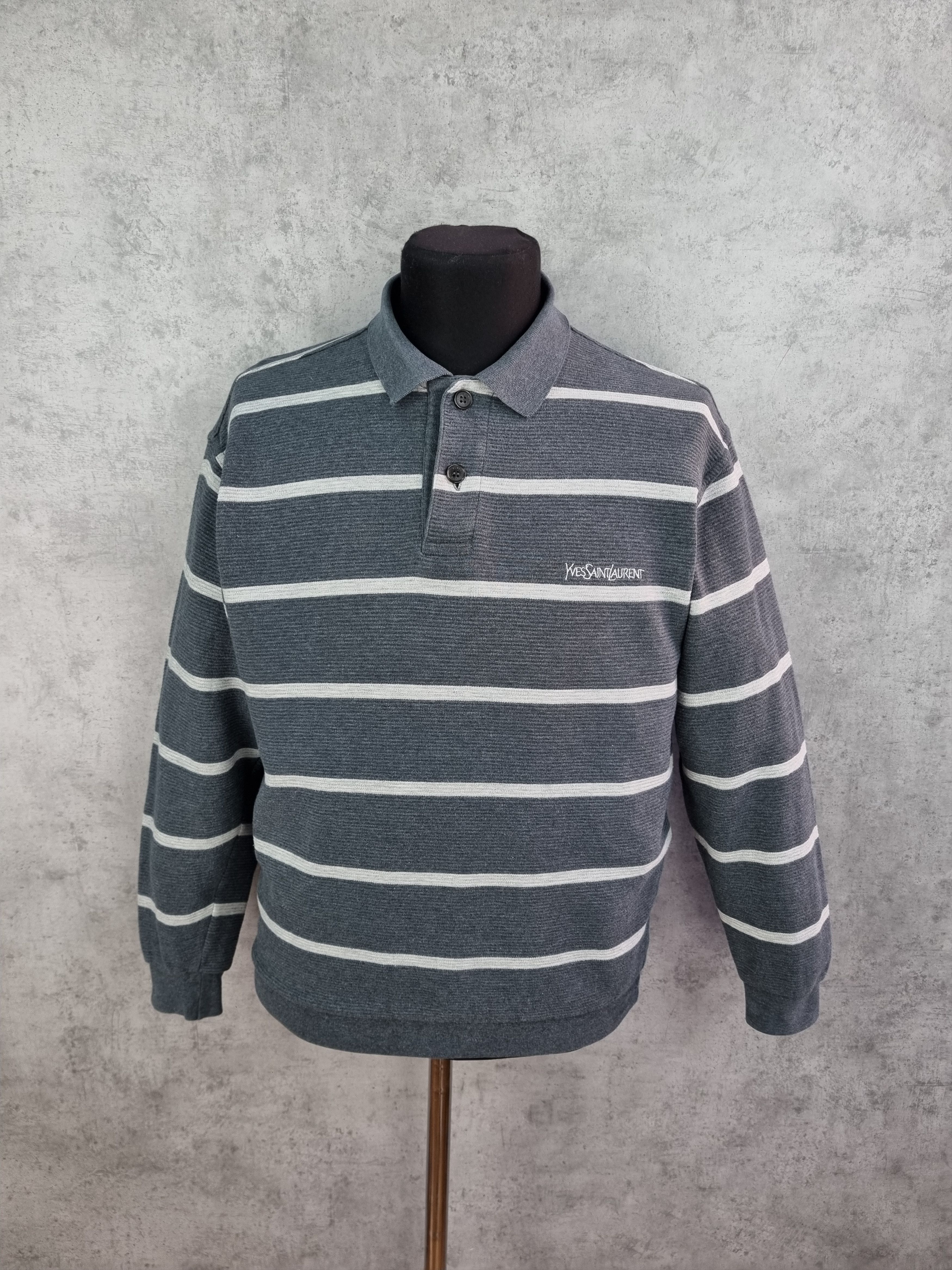 Vintage × Yves Saint Laurent 90s Yves Saint Laurent Pour Homme Striped Sweater Size US L / EU 52-54 / 3 - 1 Thumbnail