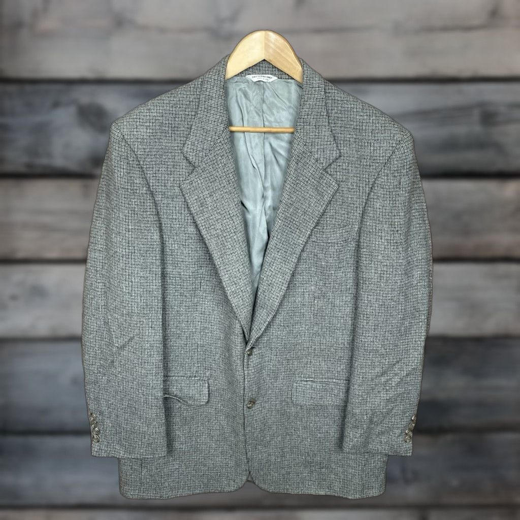 VINTAGE Bill Blass Sport Coat Mens 42R Green Multicolor 100% Camel Hair USA Made Blazer Jacket