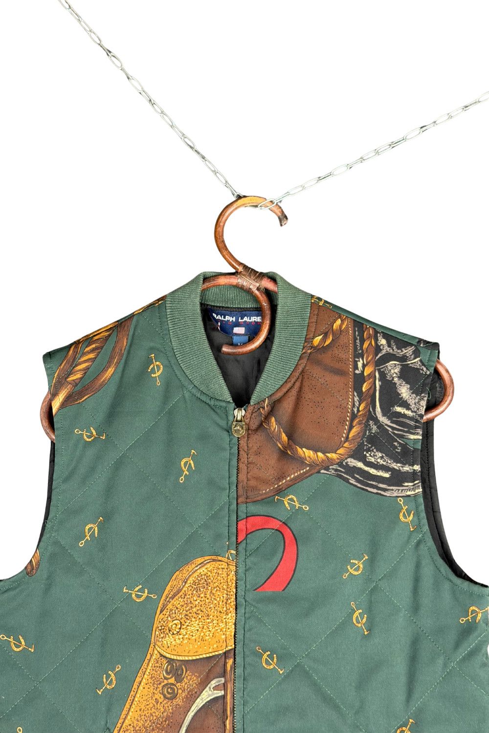 Polo Ralph Lauren FW99 Polo Sport Quilted Equestrian Graphic Vest Size US M / EU 48-50 / 2 - 4 Thumbnail