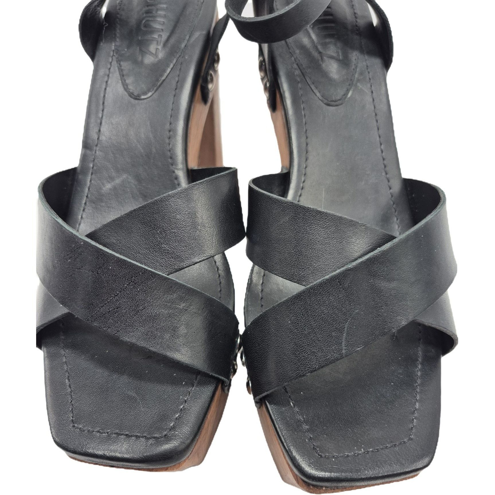 SCHUTZ Schutz Gaylah Black Platform Sandals Block Heels Women's 7.5 Size US 7.5 / IT 37.5 - 12 Thumbnail