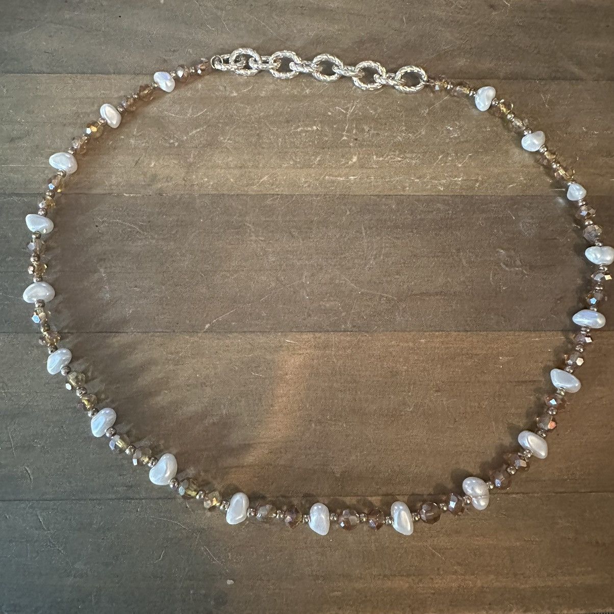 Other Handmade amber crystal bead and freshwater pearl necklace Size ONE SIZE - 2 Thumbnail