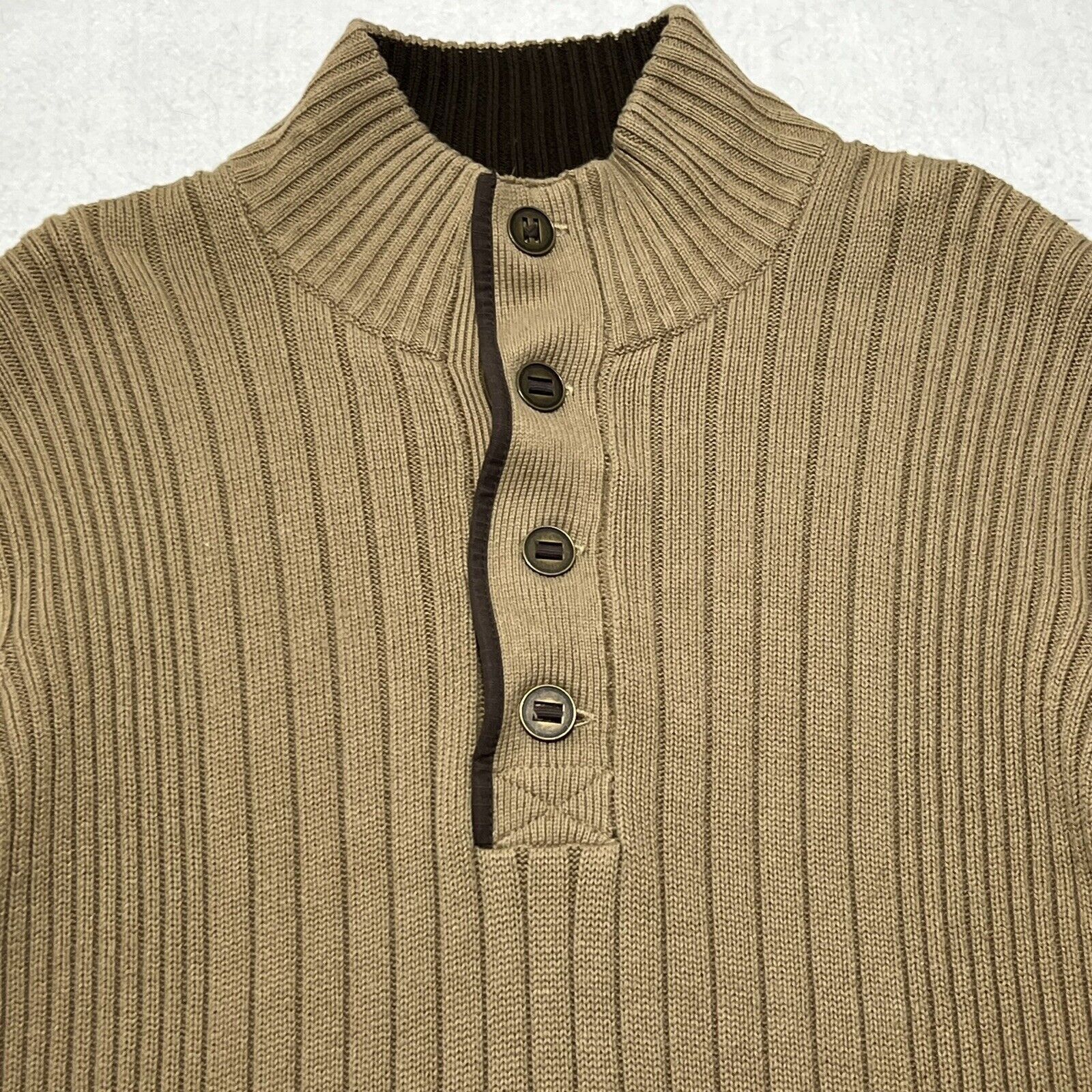 Eddie Bauer Eddie Bauer Henley Sweater Heavyweight Ribbed Sweater Beige Size US XL / EU 56 / 4 - 2 Thumbnail