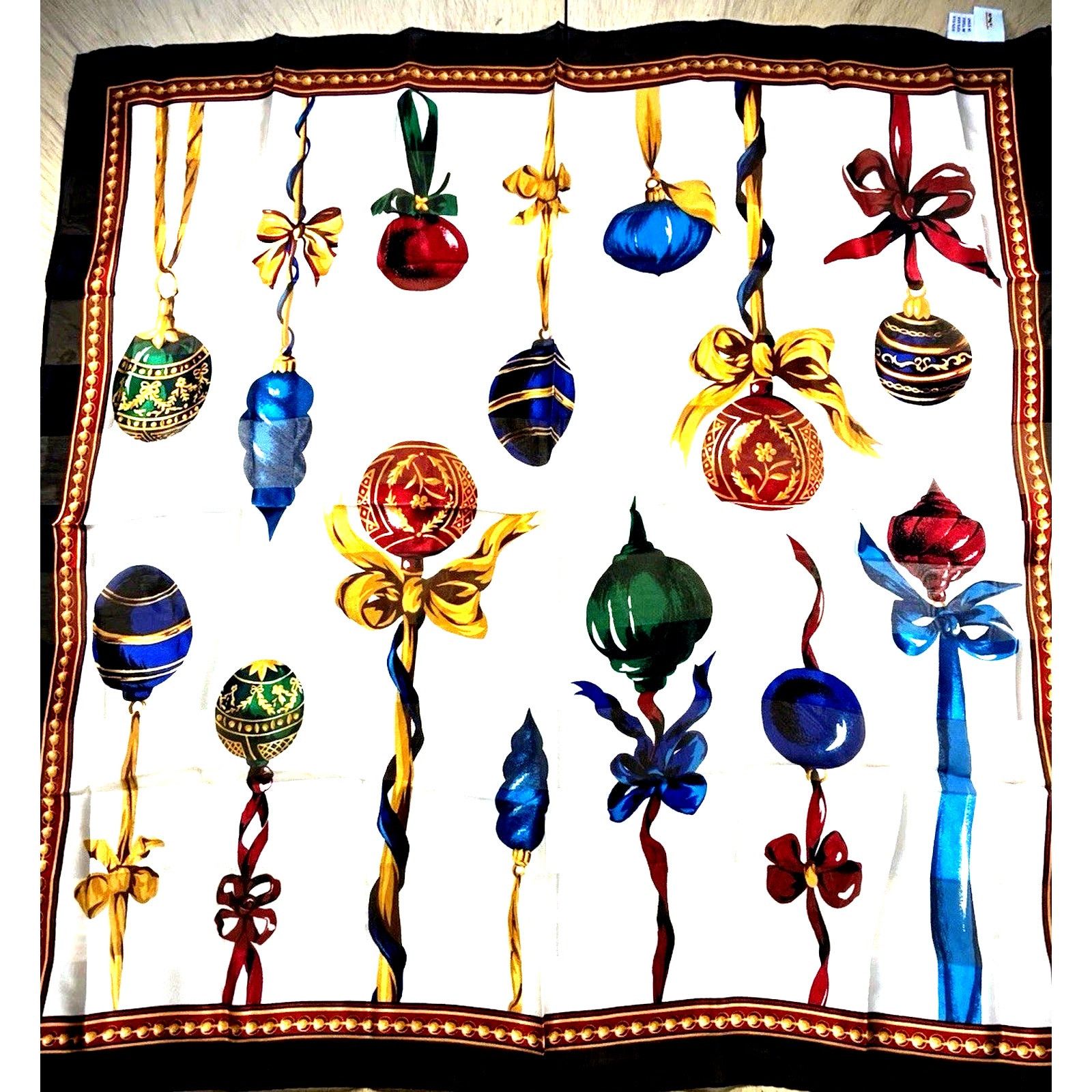 Talbots VTG Talbots 100% Silk Scarf Holiday Ornament Square Xmas Size ONE SIZE - 1 Thumbnail