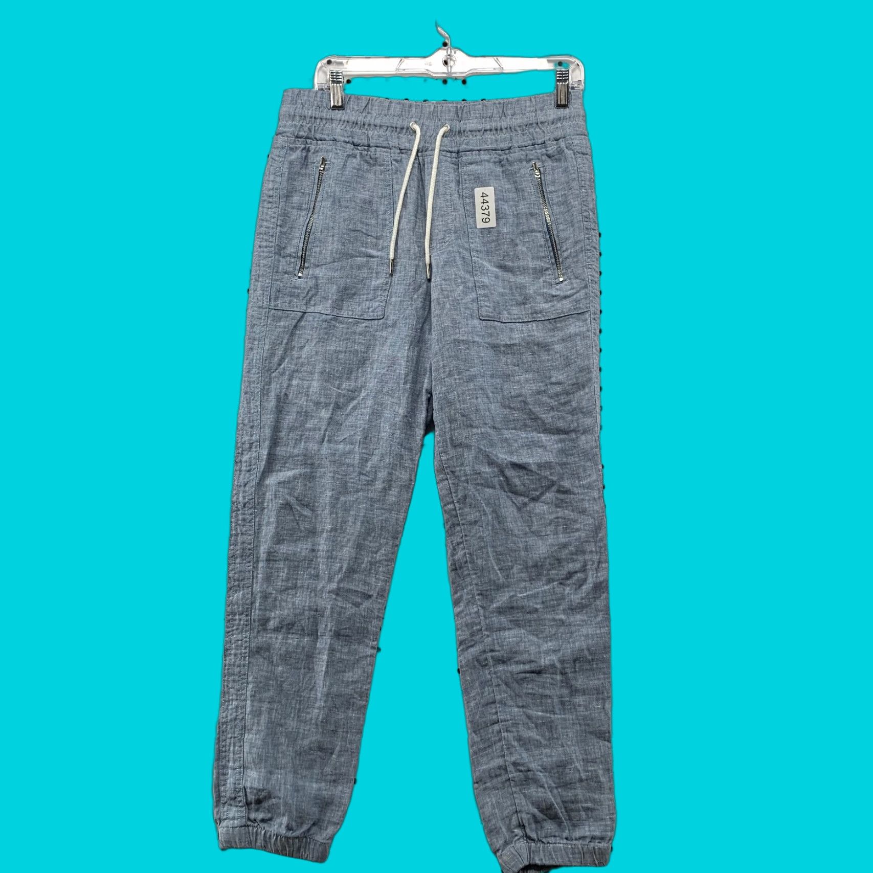 Athleta VINTAGE Athleta Cabo Linen Jogger Womens 6 Blue Elastic Waist Pockets Drawstring 30x26.5 Size 28" / US 6 / IT 42 - 1 Thumbnail