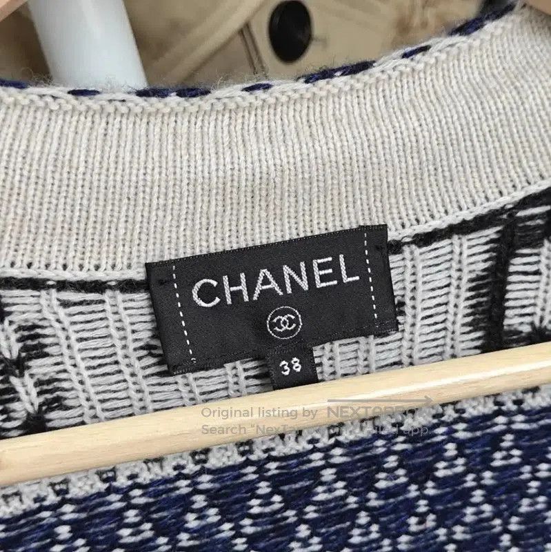 Chanel Chanel Blue Wool Cardigan with Pattern . Size L / US 10 / IT 46 - 3 Thumbnail