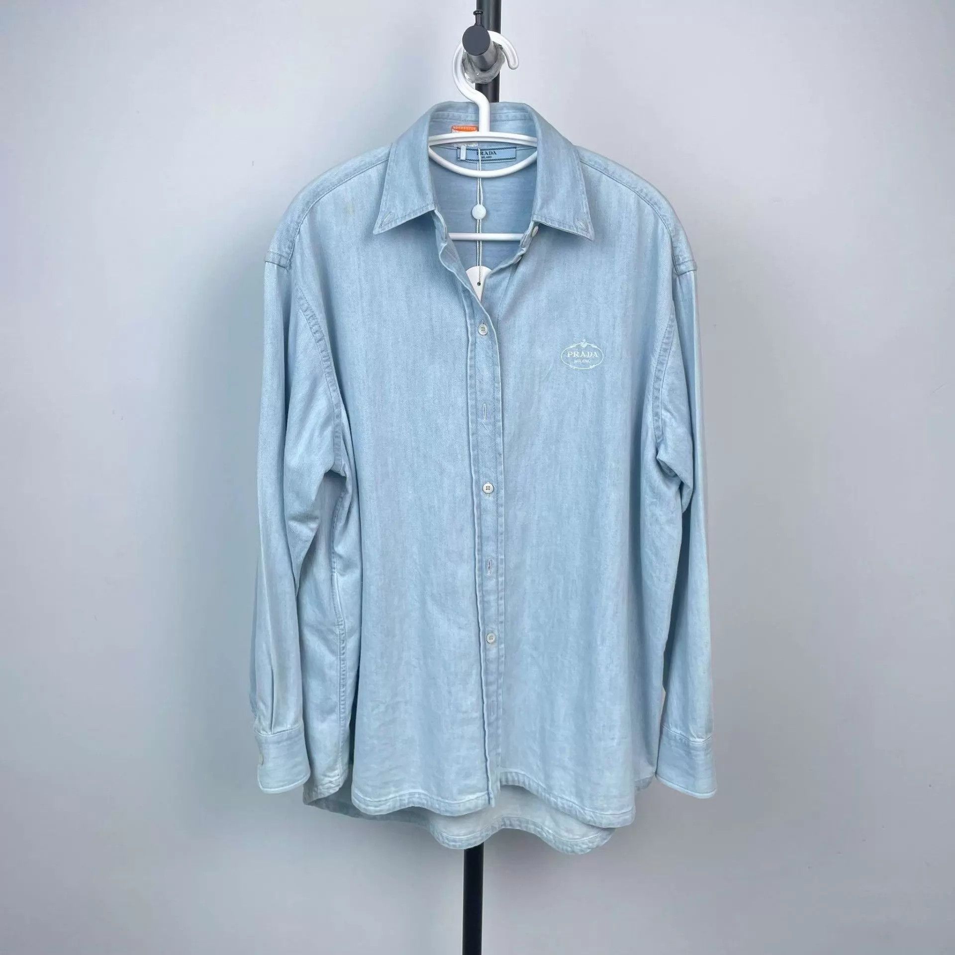 Prada Prada Cotton Shirt Light Blue 36 Size XS / US 0-2 / IT 36-38 - 1 Thumbnail
