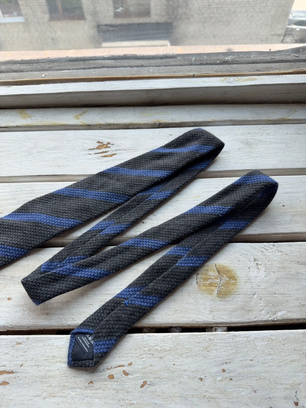 Hackett Hackett London Wool Silk Tie Made in Italy Gray Blue Stripes Size ONE SIZE - 3 Thumbnail