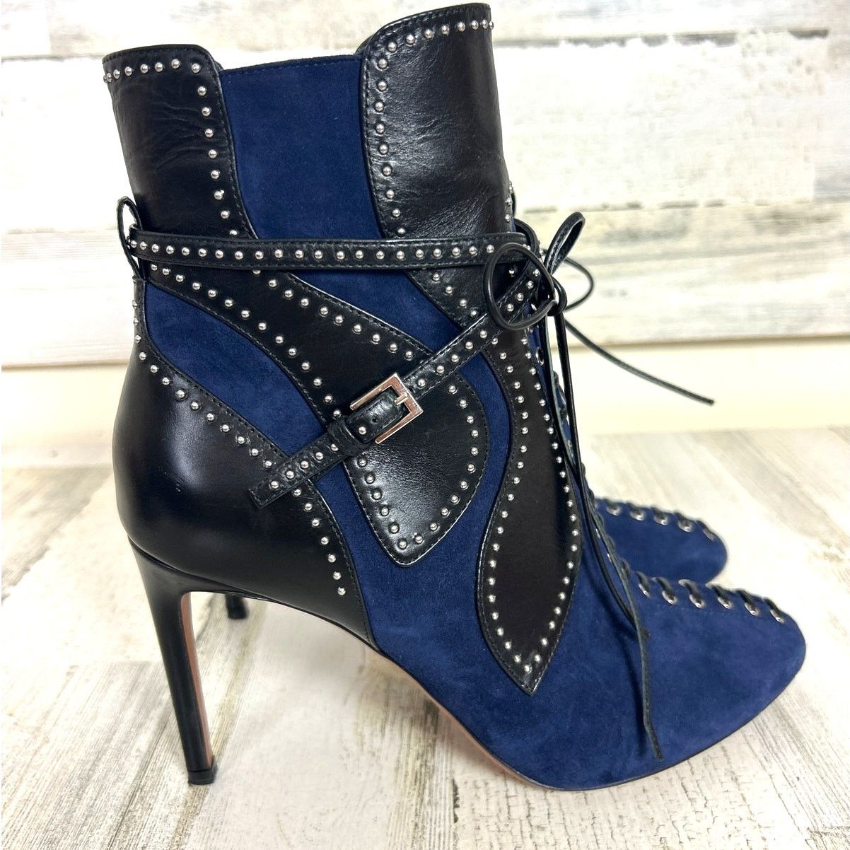 Alaia Alaia Paris womens 8 blue suede black leather ankle boot Size US 8 / IT 38 - 5 Thumbnail