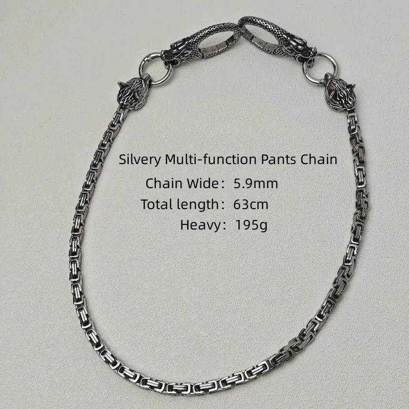 Japanese Brand × Jewelry Stainless Steel Wolf Head Punk Pants Chain Silver Size ONE SIZE - 1 Thumbnail