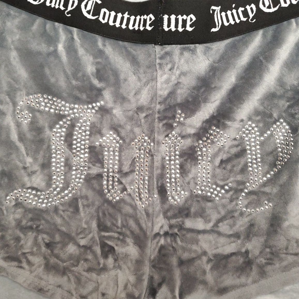 Juicy Couture VINTAGE Juicy Couture Shorts Womens M Gray Velour Rhinestone Logo Lounge Y2K 90s Retro Size 32" / US 10 / IT 46 - 5 Thumbnail