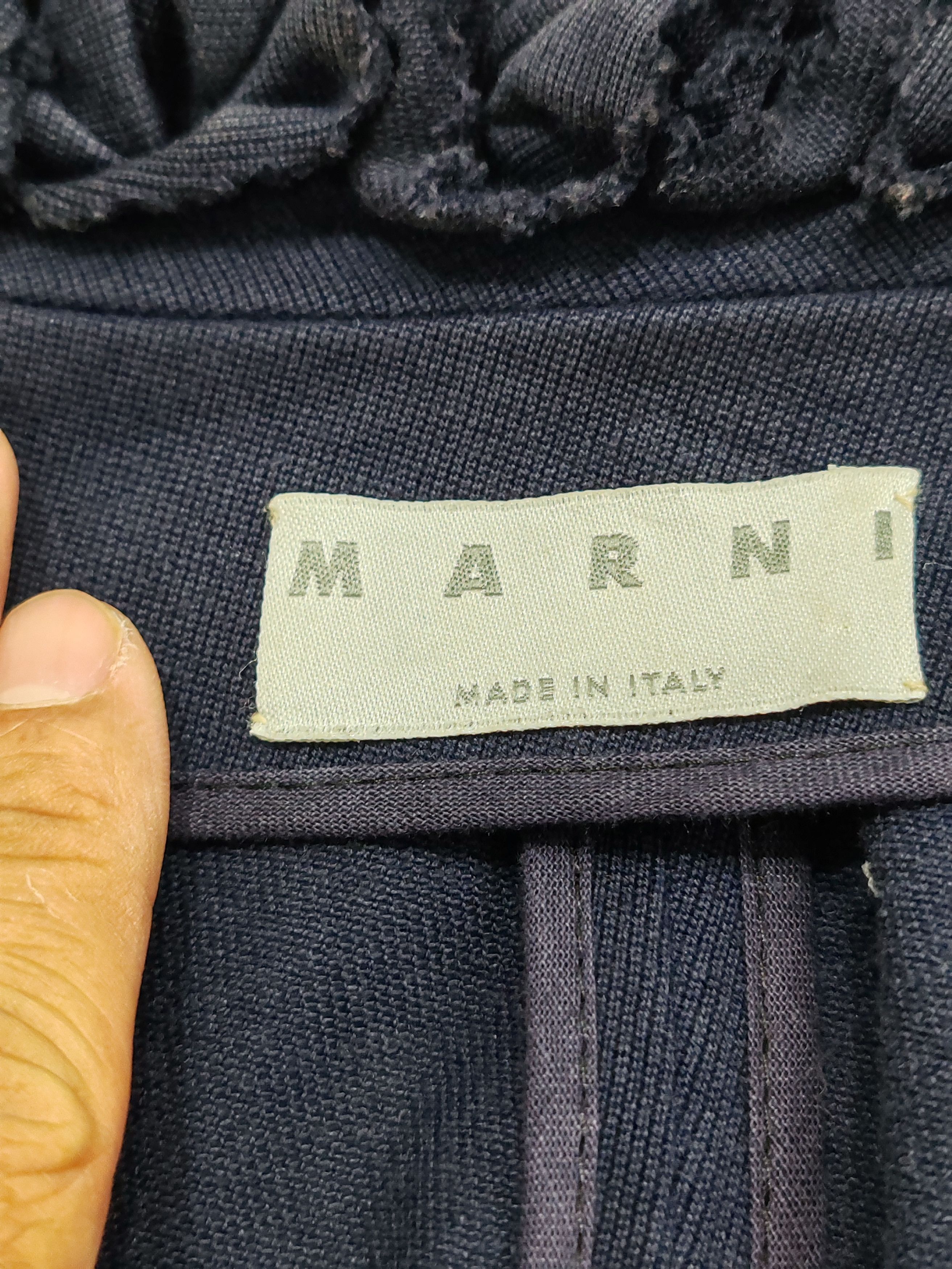 Designer × Marni MARNI Navy Blue Cotton Ruffle Jacket size 6/40 women Size S / US 4 / IT 40 - 7 Thumbnail