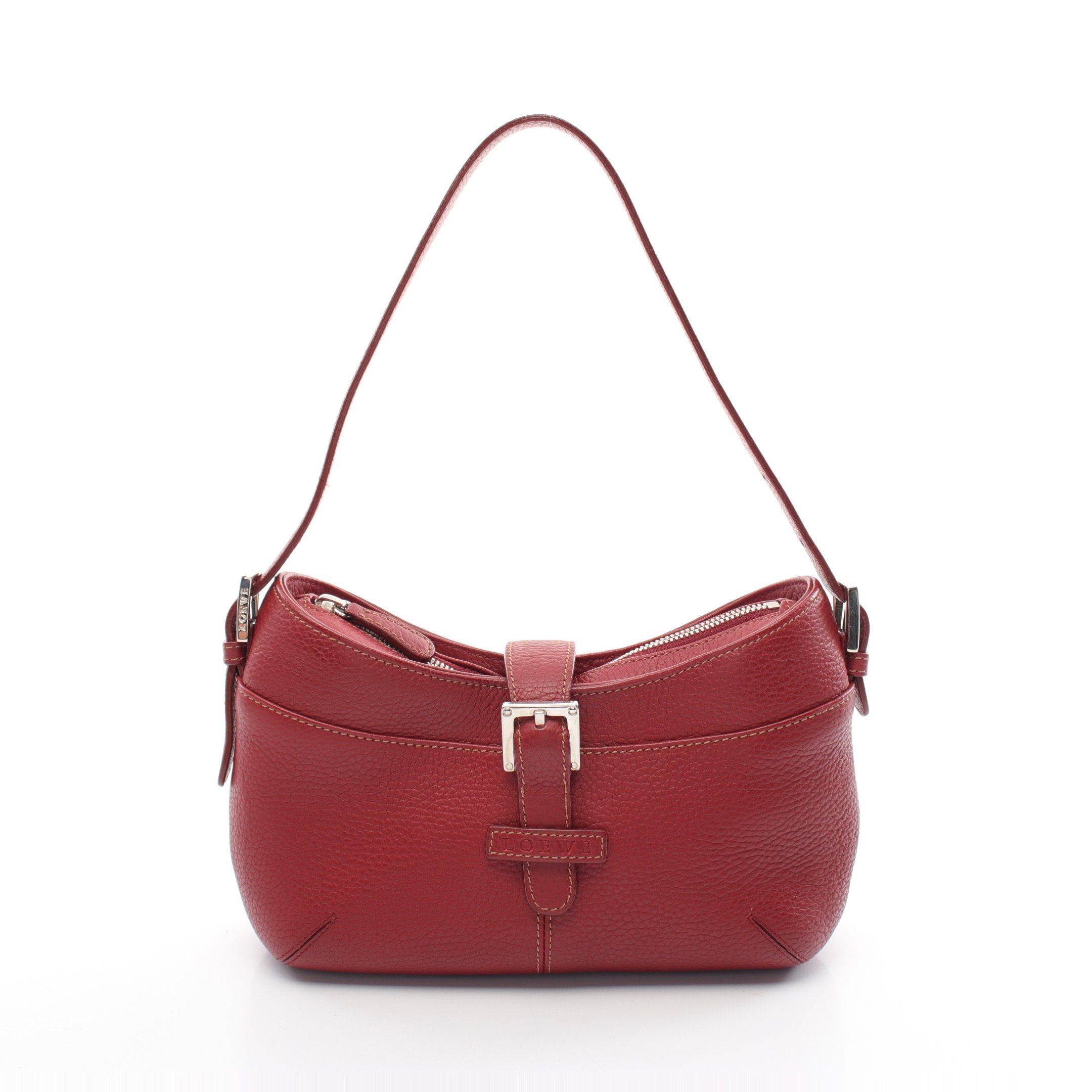 Loewe Loewe Handbag Logo Embossed Leather Red Size ONE SIZE - 1 Thumbnail