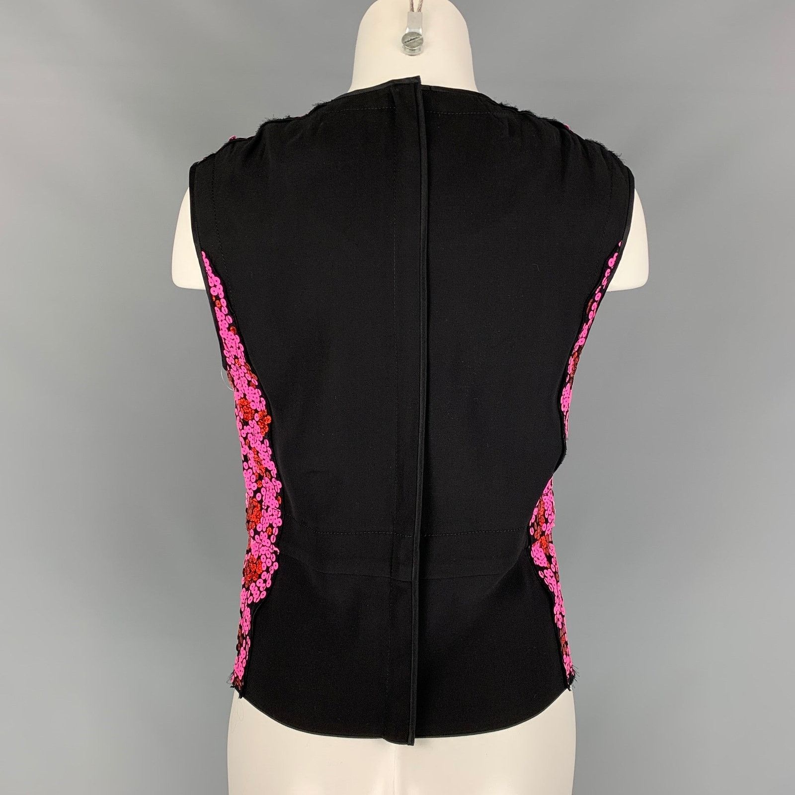 Marc Jacobs Black & Pink Polyester Blend Sequined Sleeveless Dress Top Size M / US 6-8 / IT 42-44 - 4 Thumbnail