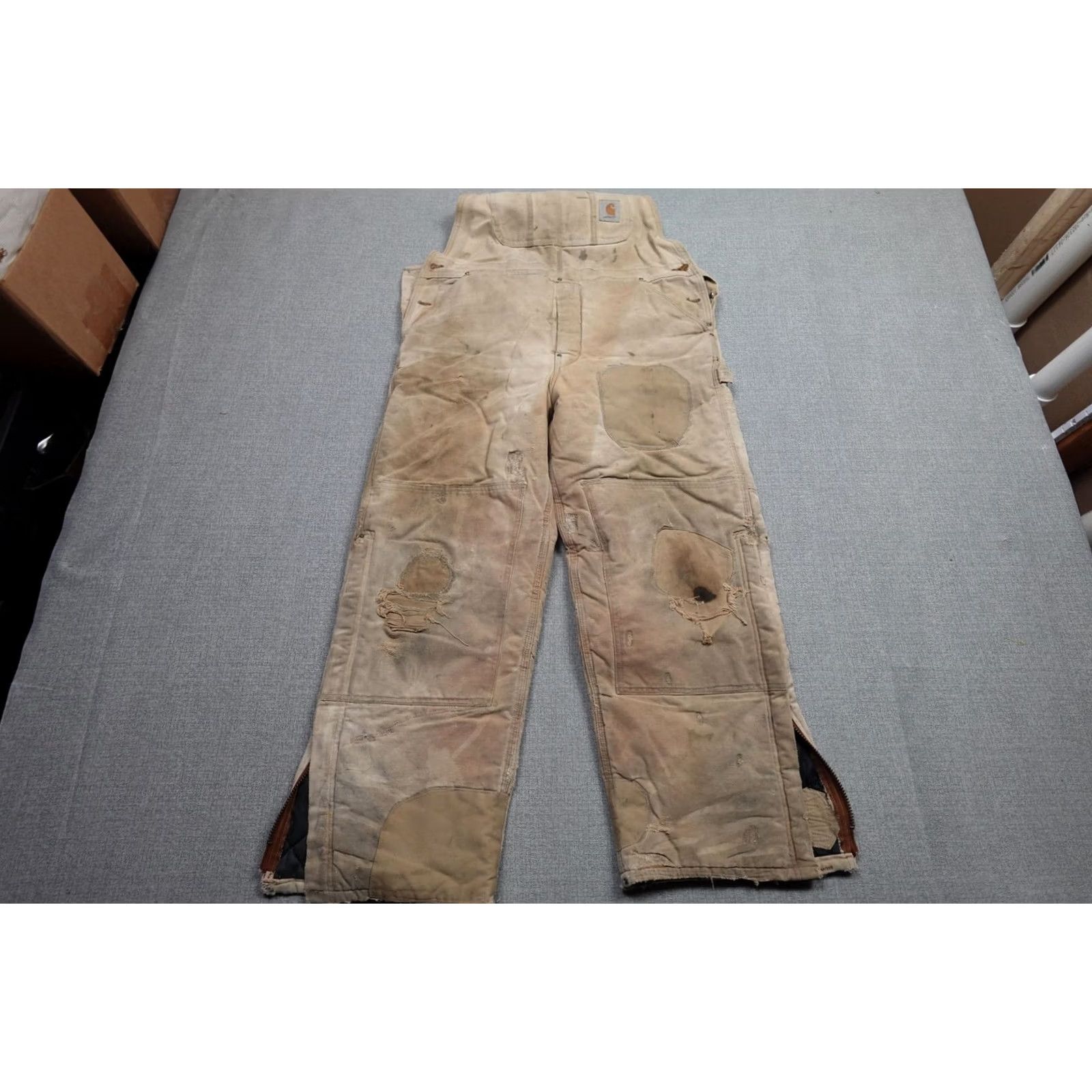 Carhartt VINTAGE Carhartt Bib Overalls Mens 42x29 Tan Duck Canvas Quilt Lined Workwear Insulated Size US 42 / EU 58 - 3 Thumbnail
