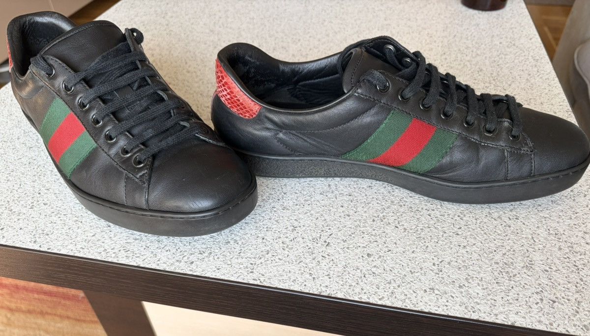 Gucci Gucci Ace Leather Black Low Sneakers 386750 Size US 7.5 / EU 40-41 - 3 Thumbnail