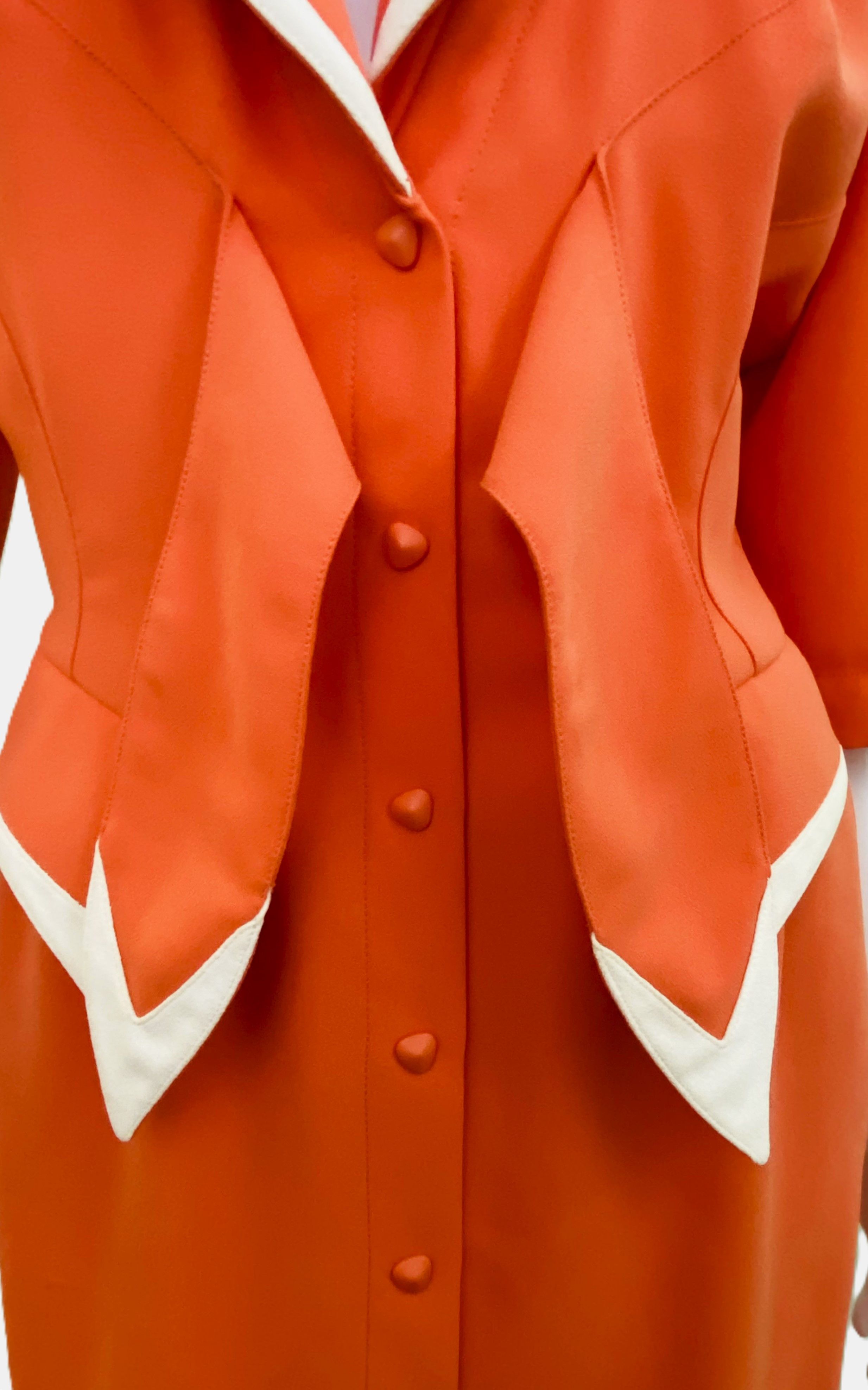 Thierry Mugler Thierry Mugler Crepe Bow Stripe Coral Gown Dress Size L / US 10 / IT 46 - 4 Thumbnail