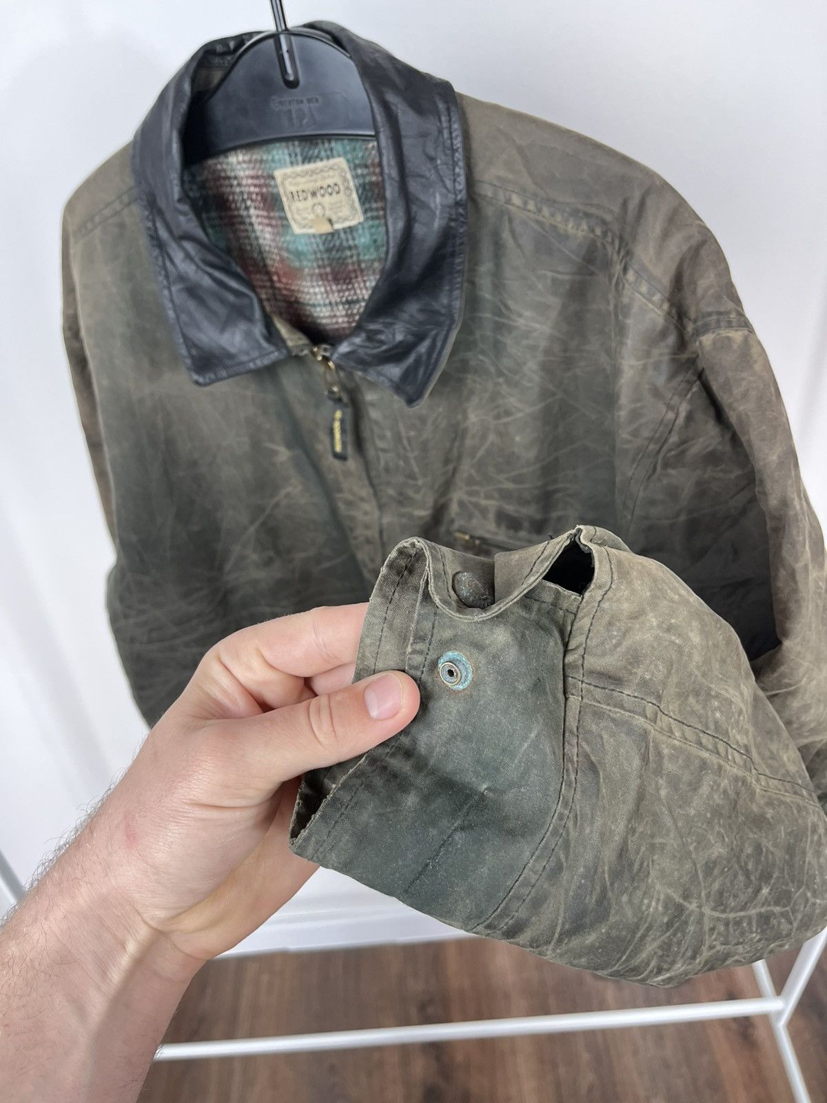 Other Vintage Redwood Waxed Jacket Distressed Leather Collar XL Size US XL / EU 56 / 4 - 10 Thumbnail