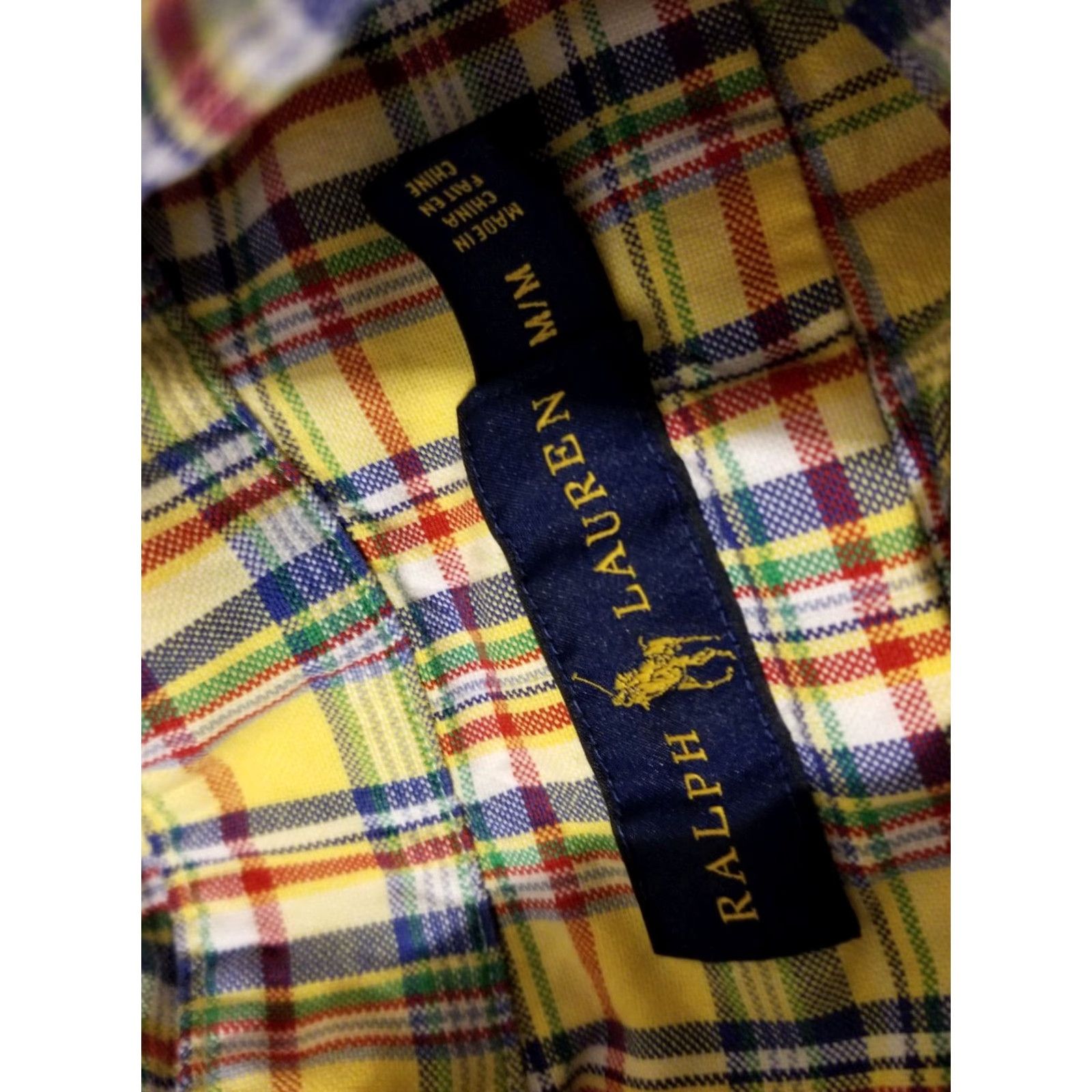 Polo Ralph Lauren VINTAGE Polo Ralph Lauren Mens Polo Shirt M Yellow Plaid Cotton Button-Up Long Sleeve M Size 40R - 3 Thumbnail