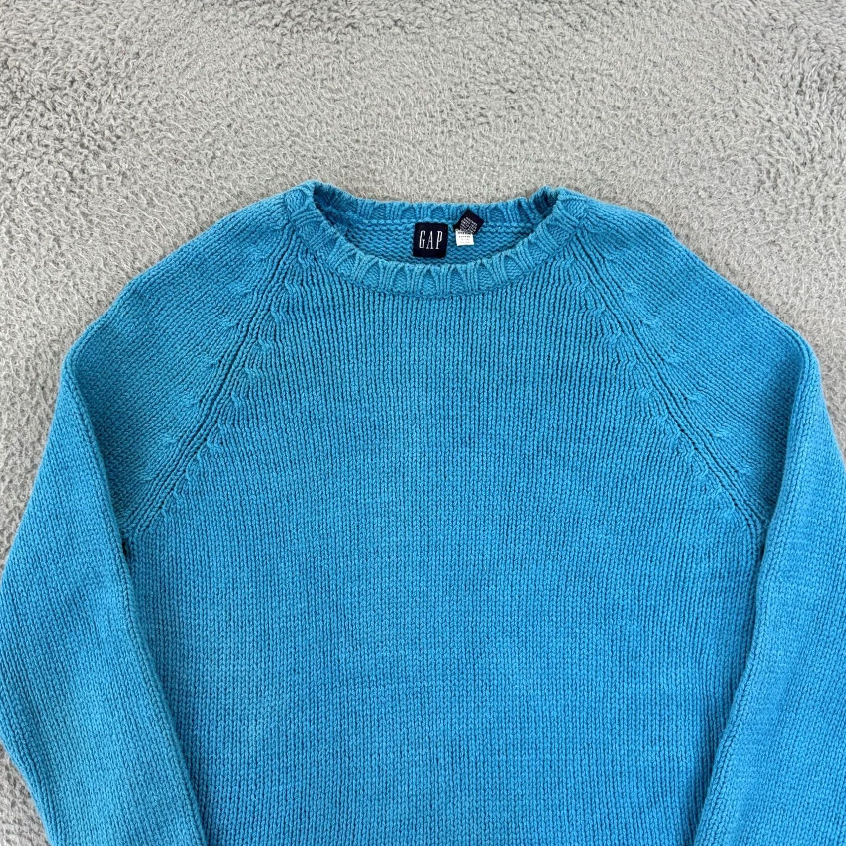 Gap VINTAGE Gap Sweater Women XL Blue Long Sleeve Oversized Jumper Knit Pullover Y2K Size XL / US 12-14 / IT 48-50 - 3 Thumbnail