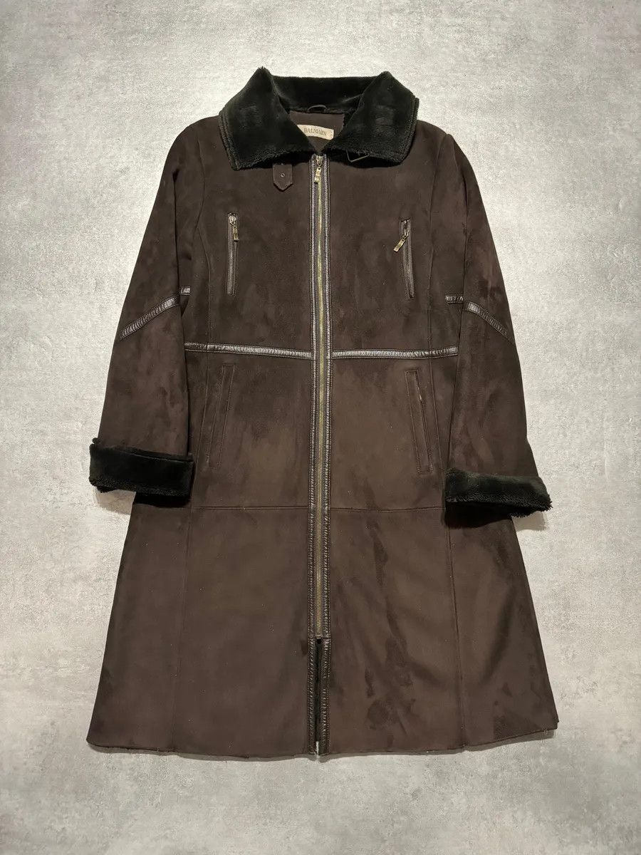 Balmain Balmain Brown Trench Suede Leather Fur Coat Size S / US 4 / IT 40 - 1 Thumbnail