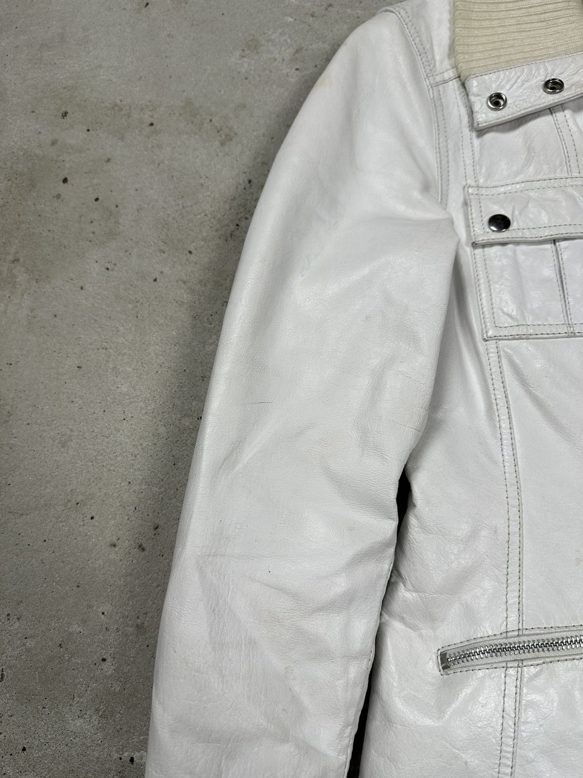 Japanese Brand Vintage Y2K Real Leather White Utility Coat Jacket Size M / US 6-8 / IT 42-44 - 5 Thumbnail