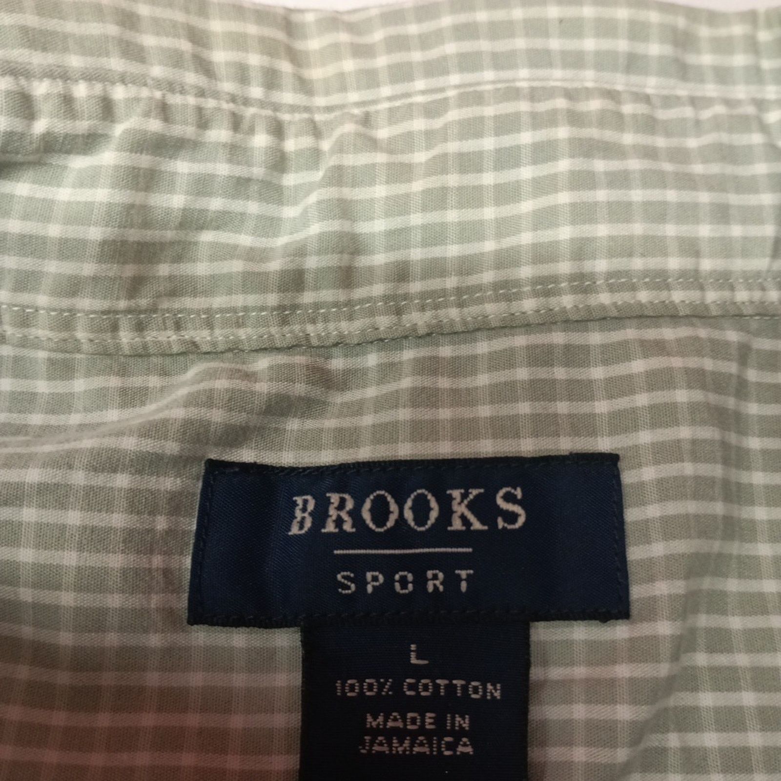 Brooks Brooks Sport Shirt Men's L Large White & Green Checkered Size US L / EU 52-54 / 3 - 5 Thumbnail