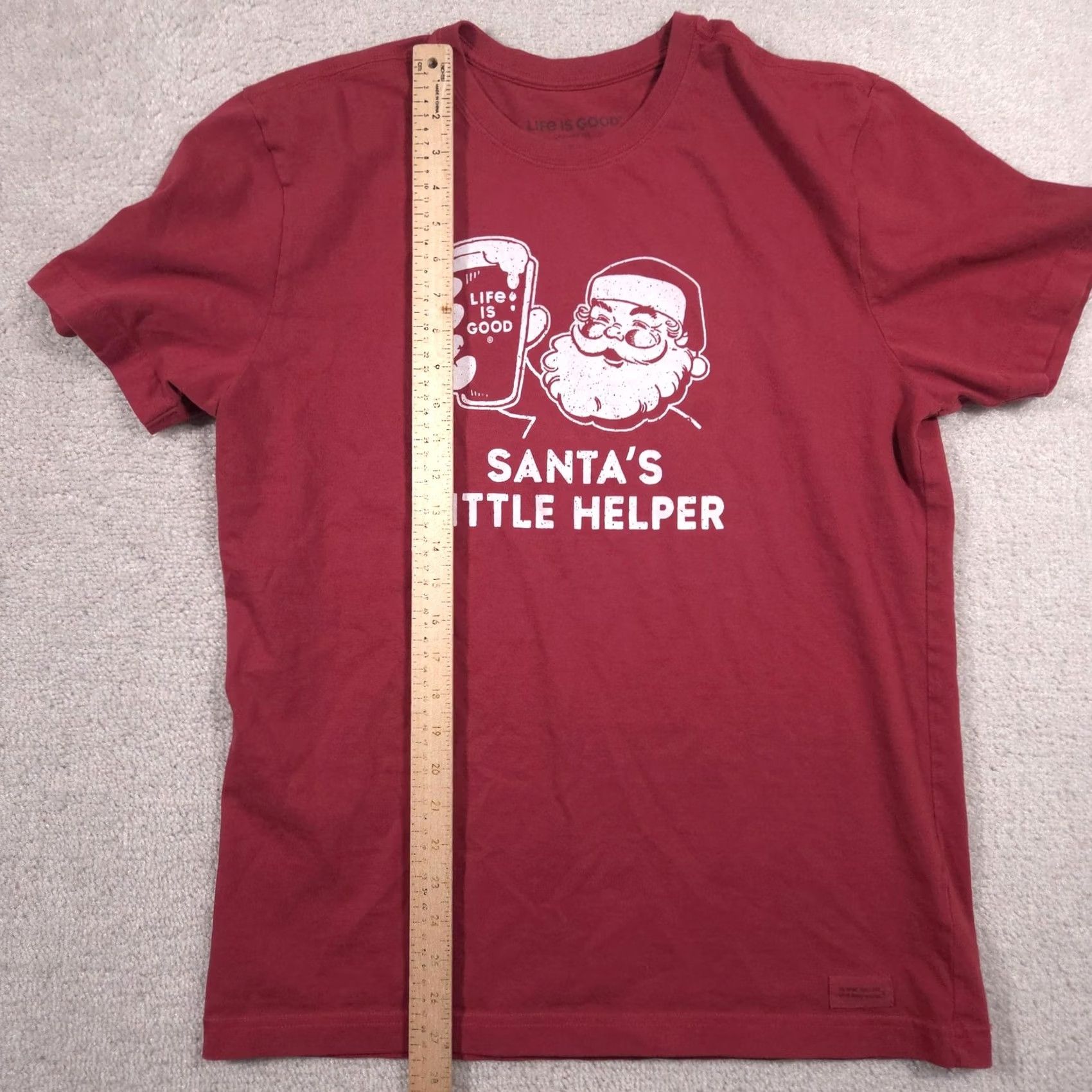 Life is Good Life is Good Shirt Mens Medium Red Santas Little Helper Beer Christmas Tee Shirt Size US M / EU 48-50 / 2 - 7 Thumbnail