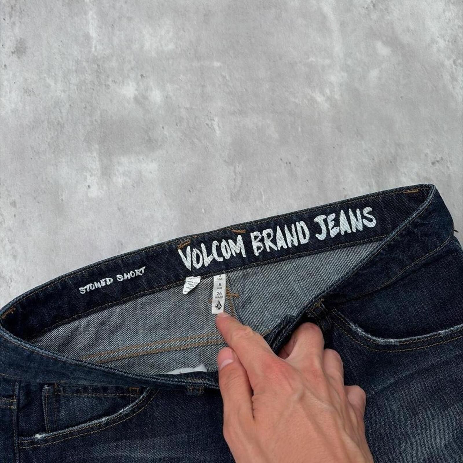 Volcom Y2K Dark Wash Volcom Stone Surf Grunge Mini Denim Shorts Size 42" / US 20 - 5 Thumbnail