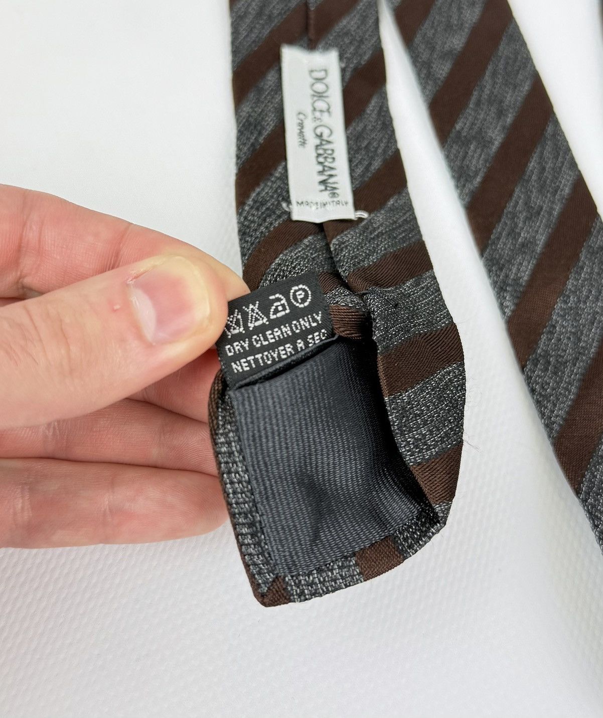 Dolce & Gabbana Dolce & Gabbana 100% silk Tie Gray Brown Necktie for Men Top Size ONE SIZE - 9 Thumbnail