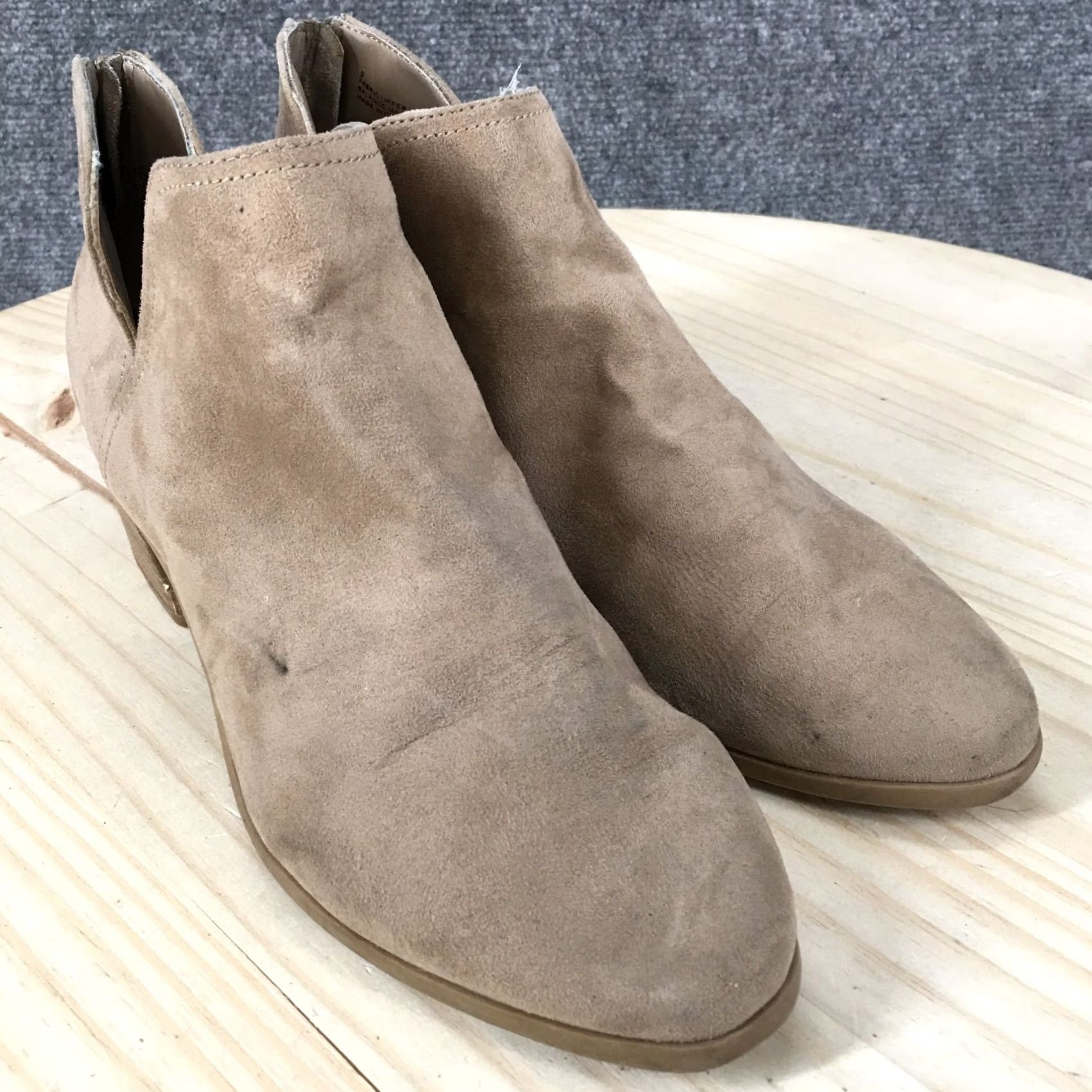 Express Express Boots Womens 9 Casual Back Zip Low Ankle Bootie Brown Fabric Heels Size US 9 / IT 39 - 3 Thumbnail