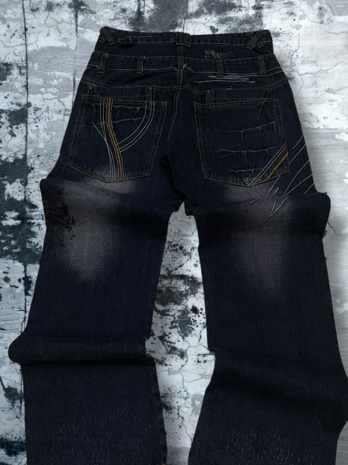 Japanese Brand Vintage Og 90s Japan Designer CEO Mad Punk Spider Web Denim Size US 30 / EU 46 - 13 Thumbnail