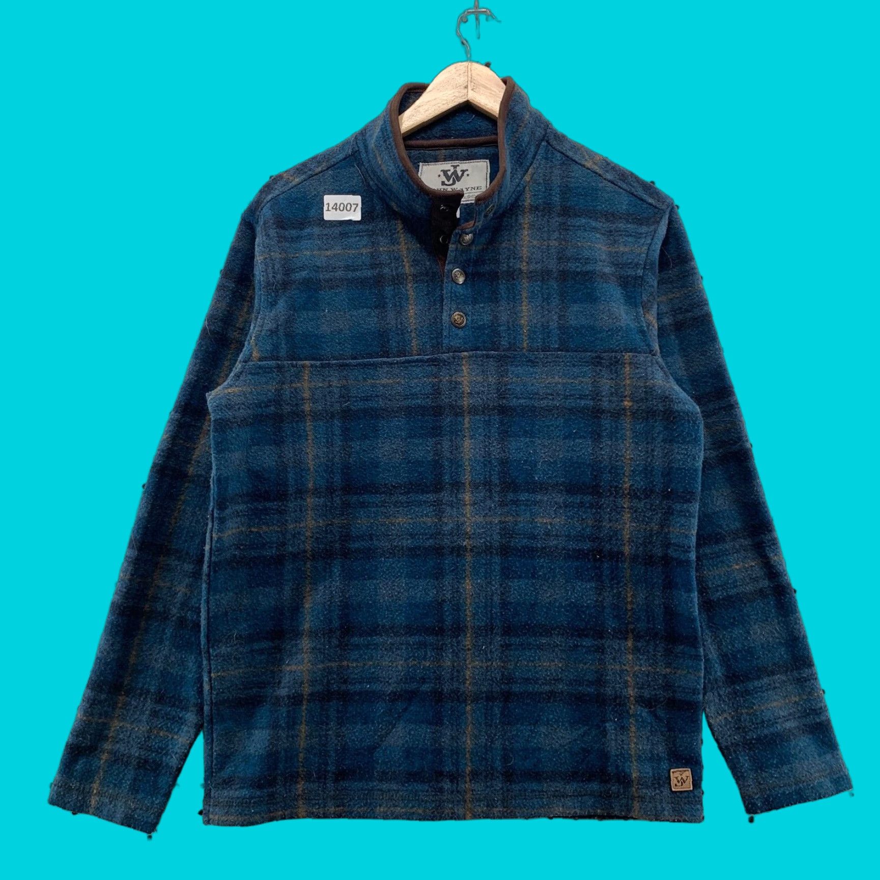 Vintage John Wayne Woolly Fleece Blue Plaid Henley Pullover Shirt Jacket Size Small Size US S / EU 44-46 / 1 - 1 Thumbnail