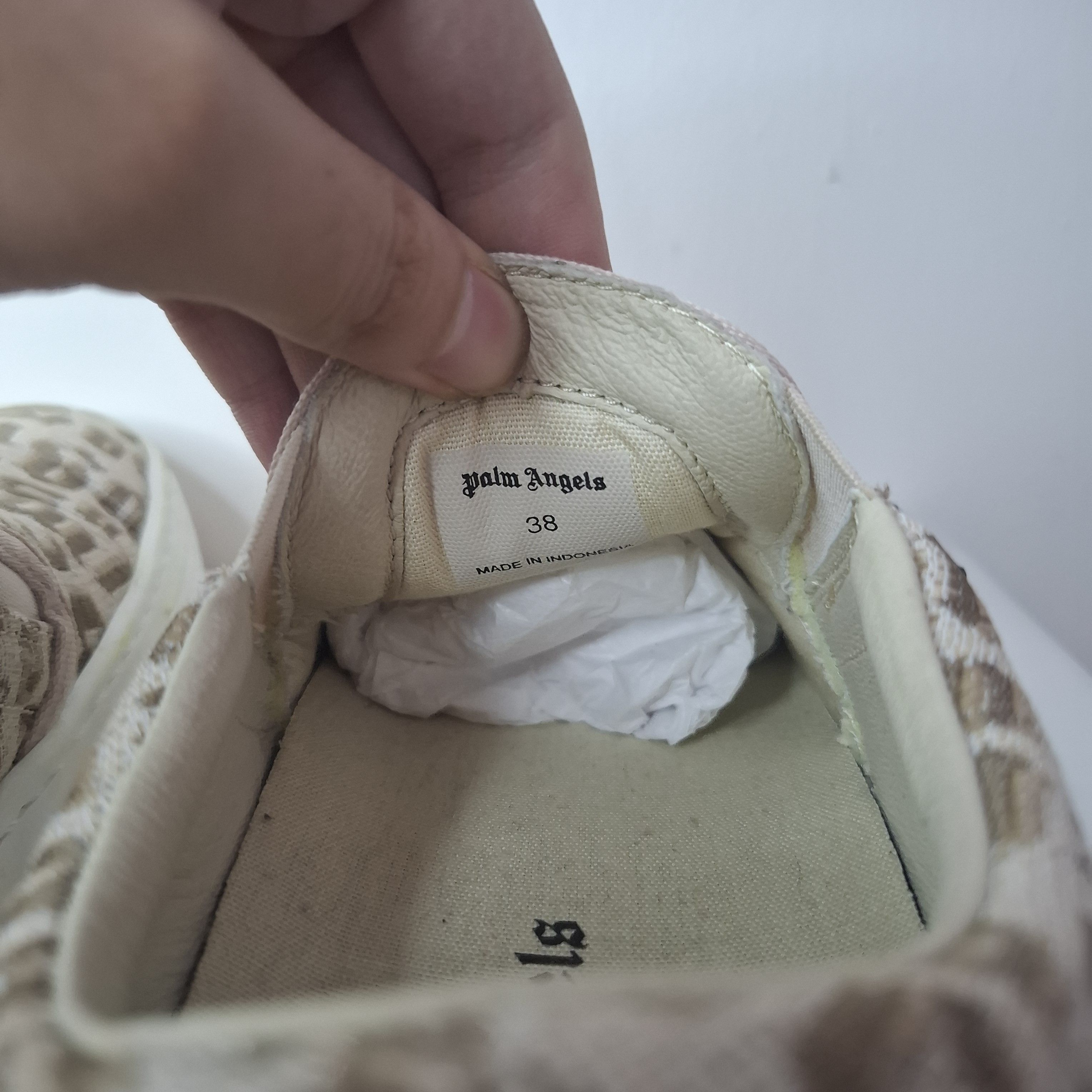 Palm Angels Palm Angels Beige & Brown Monogram Snow Slip Sneakers Size US 7.5 / IT 37.5 - 8 Thumbnail