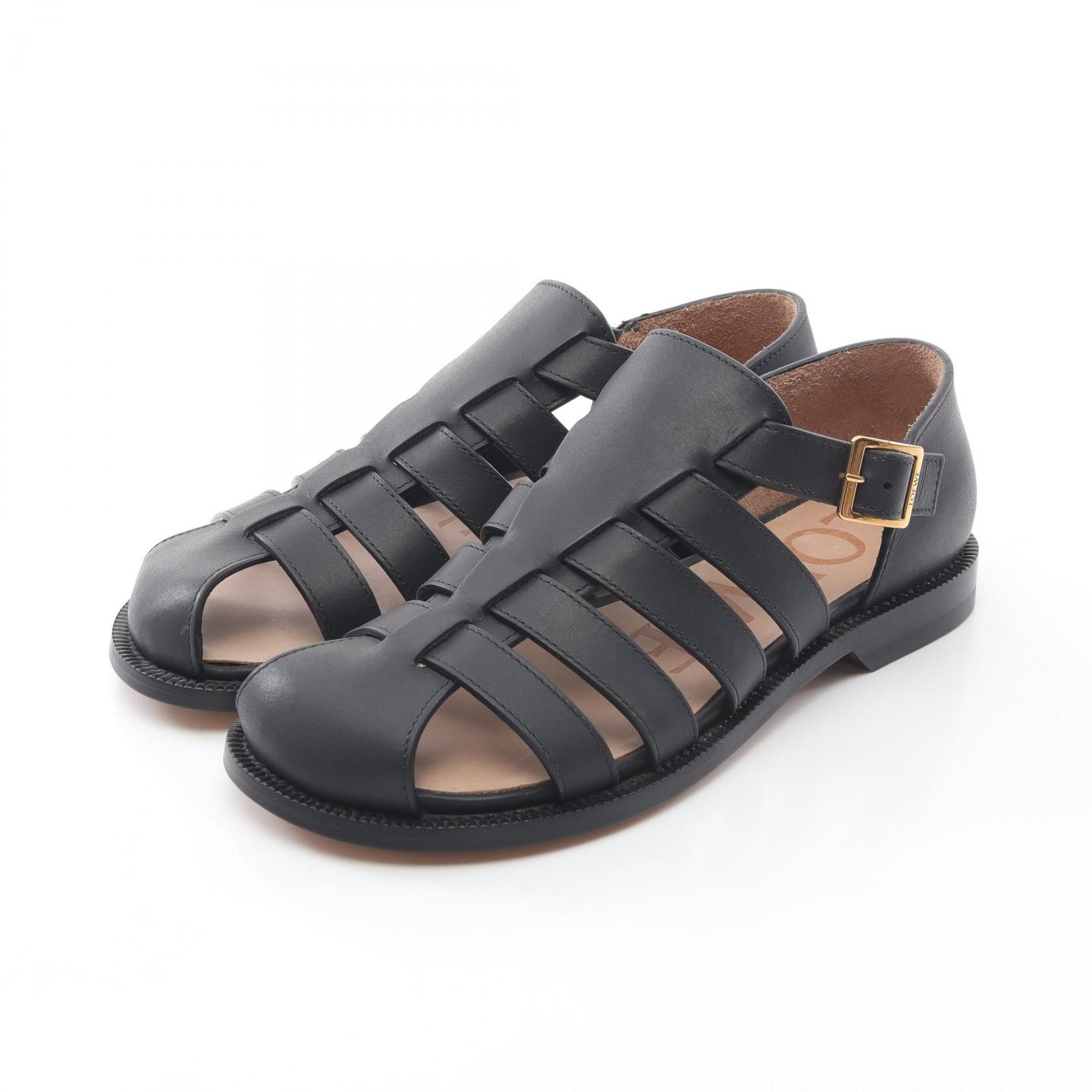 Loewe Loewe Campo Leather Sandals Leather Shoes L814465X77110036 in Black, Women's