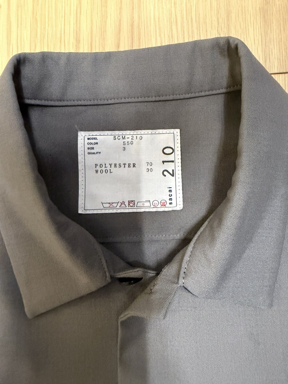 Sacai Sacai Short Sleeve Button-Up Suiting Shirt Grey Wool Blend Size US L / EU 52-54 / 3 - 11 Thumbnail