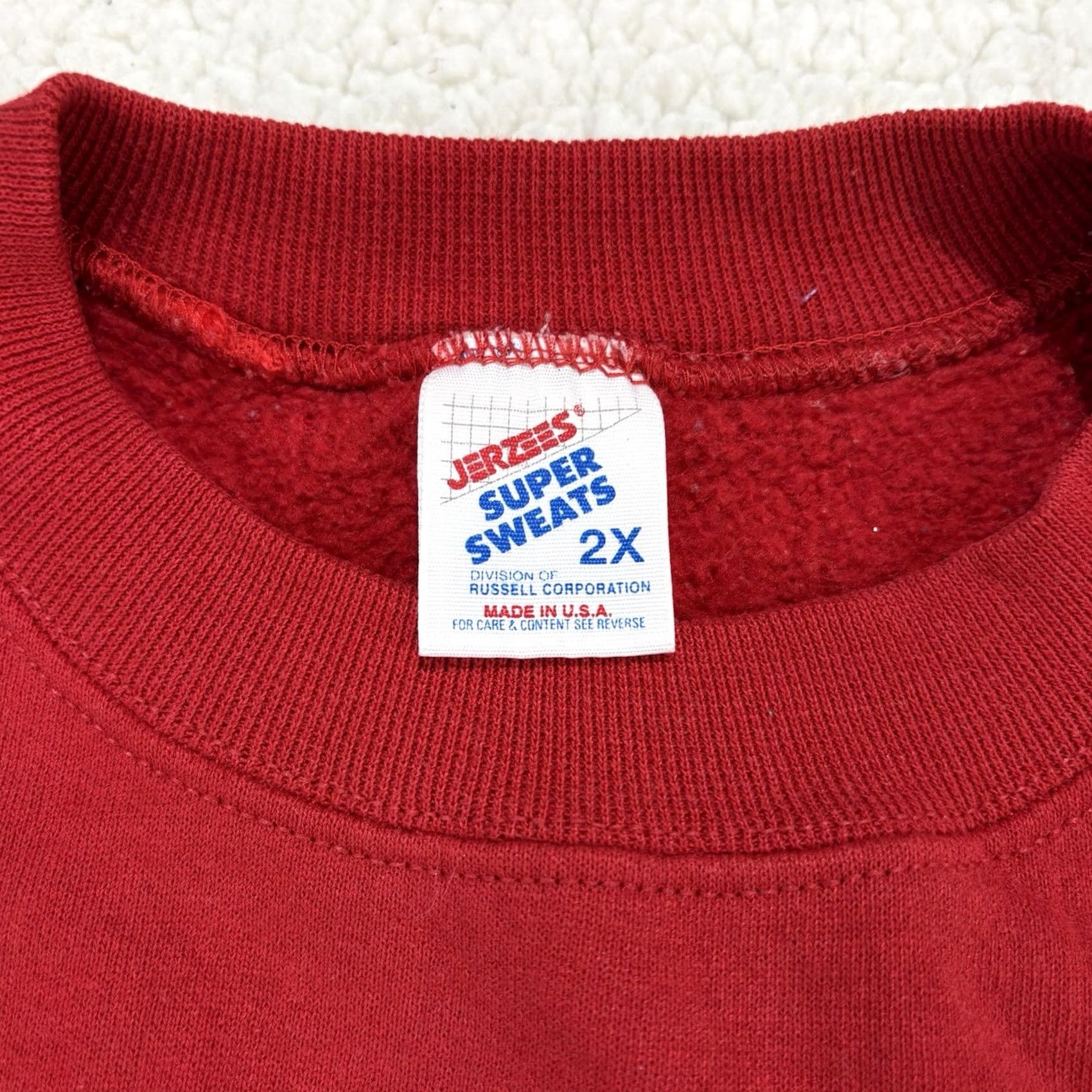 Jerzees VINTAGE Jerzees Sweatshirt 2XL Noahs Ark Embroidered Red Unisex Adults Crew Neck Heavyweight Graphic Print USA 90s 80s Bible Jesus God PullOver冬 Size US XXL / EU 58 / 5 - 3 Thumbnail