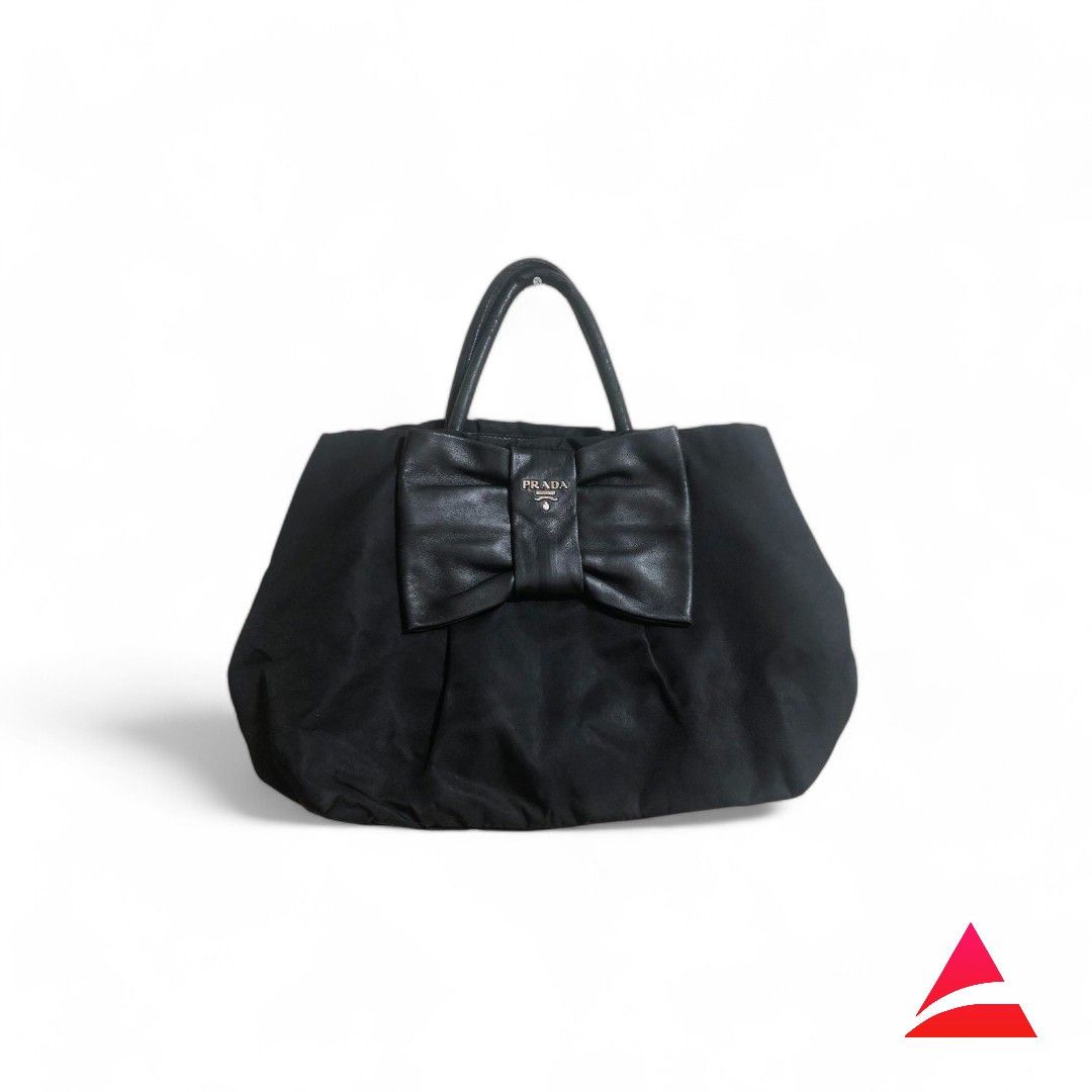 Prada Prada - Ribbon Leather Handbag Black Tote Bag Shoulder Size ONE SIZE - 1 Thumbnail