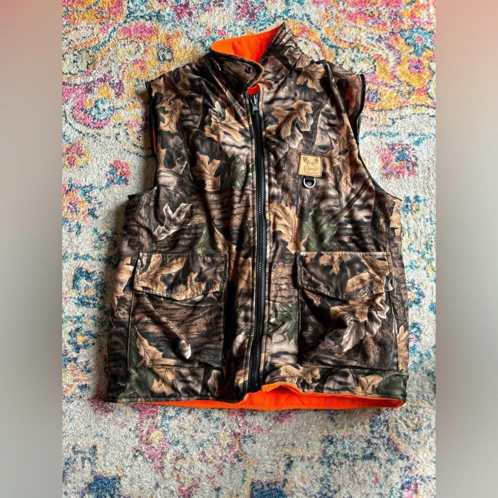 Designer Vintage camo and bright orange vest Size US L / EU 52-54 / 3 - 1 Thumbnail