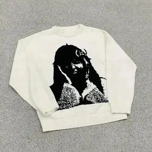 Japanese Brand Print Portrait Pattern Knitted Sweater Size US XL / EU 56 / 4 - 1 Thumbnail