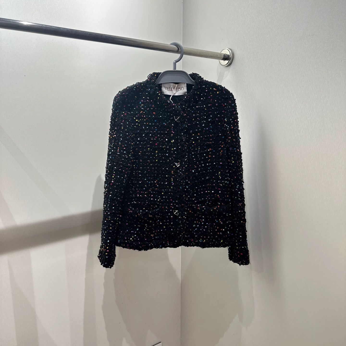 Valentino Valentino apr290 Black Small Color Dots Tweed Women's Jacket Size XS / US 0-2 / IT 36-38 - 1 Thumbnail