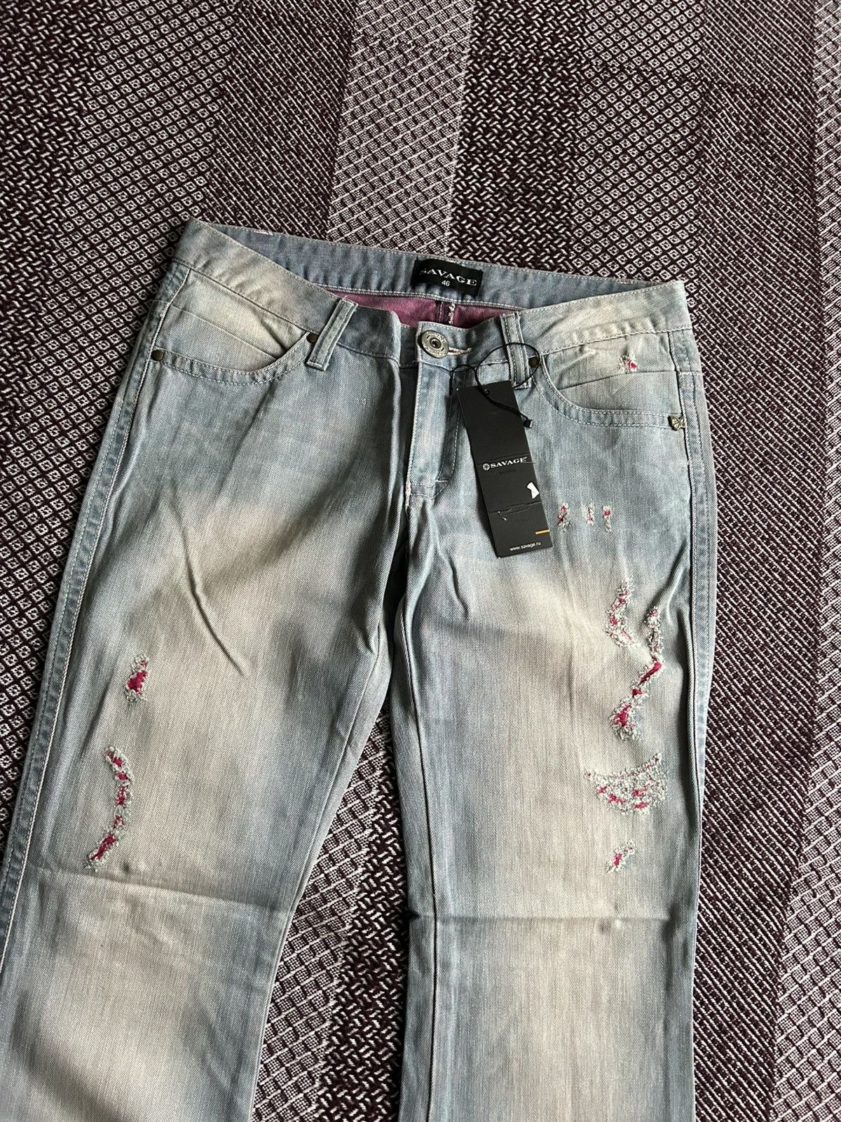 Vintage Vintage Savage Women Y2K Jeans Denim Faded Flare Pants Sz 46 Size 32" / US 10 / IT 46 - 4 Thumbnail