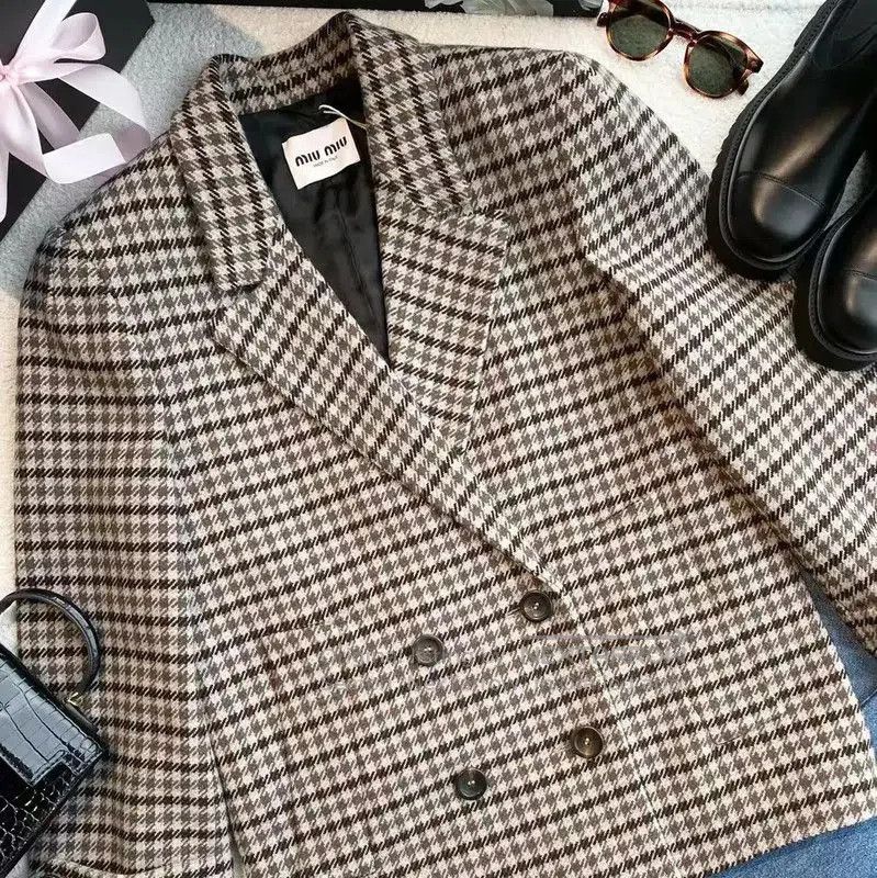 Miu Miu Miu Miu Checked Wool Women's Jacket . Size XXS / US 00 / IT 34 - 4 Thumbnail