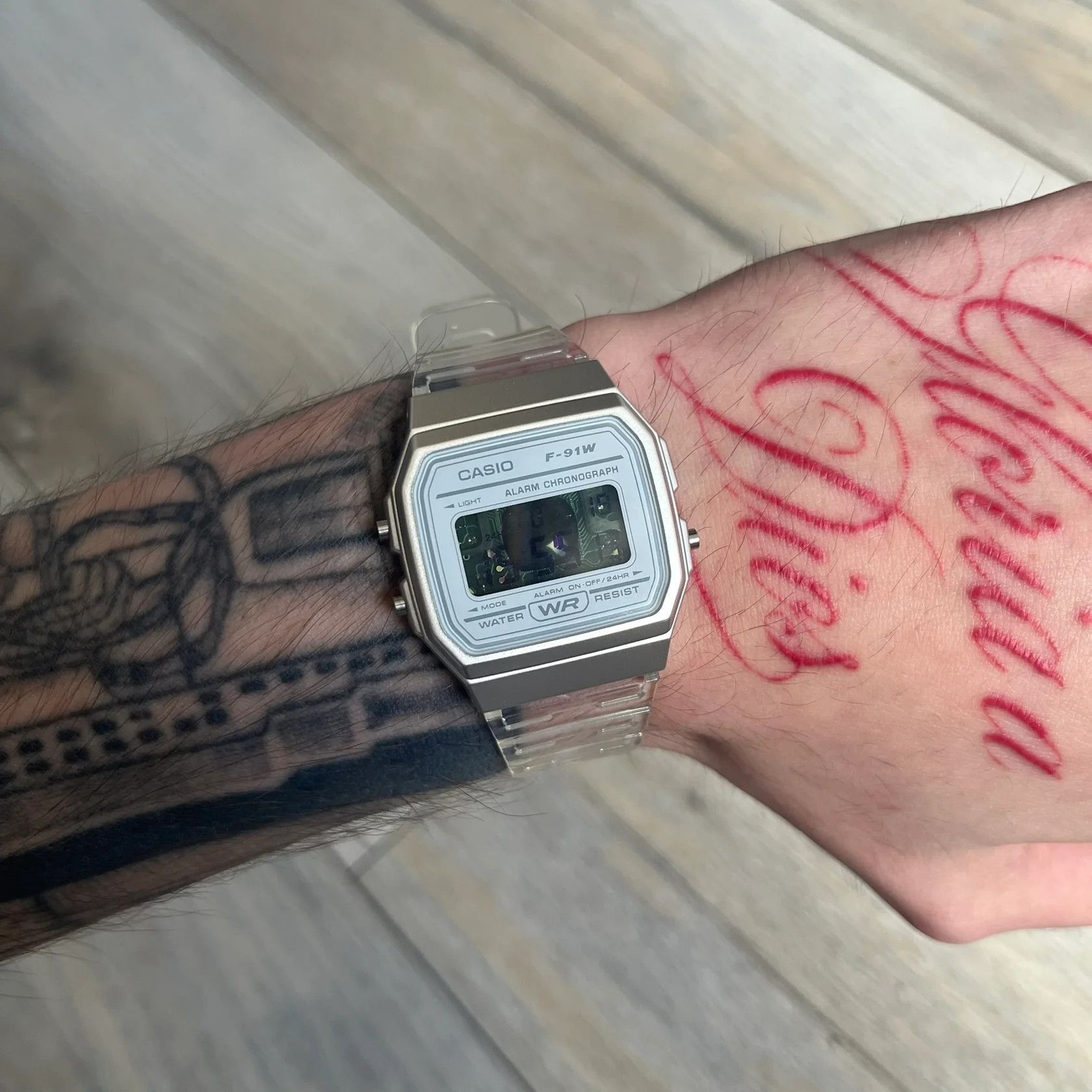 Casio Casio F-91W "Skeleton" Clear Digital Watch Size ONE SIZE - 1 Thumbnail
