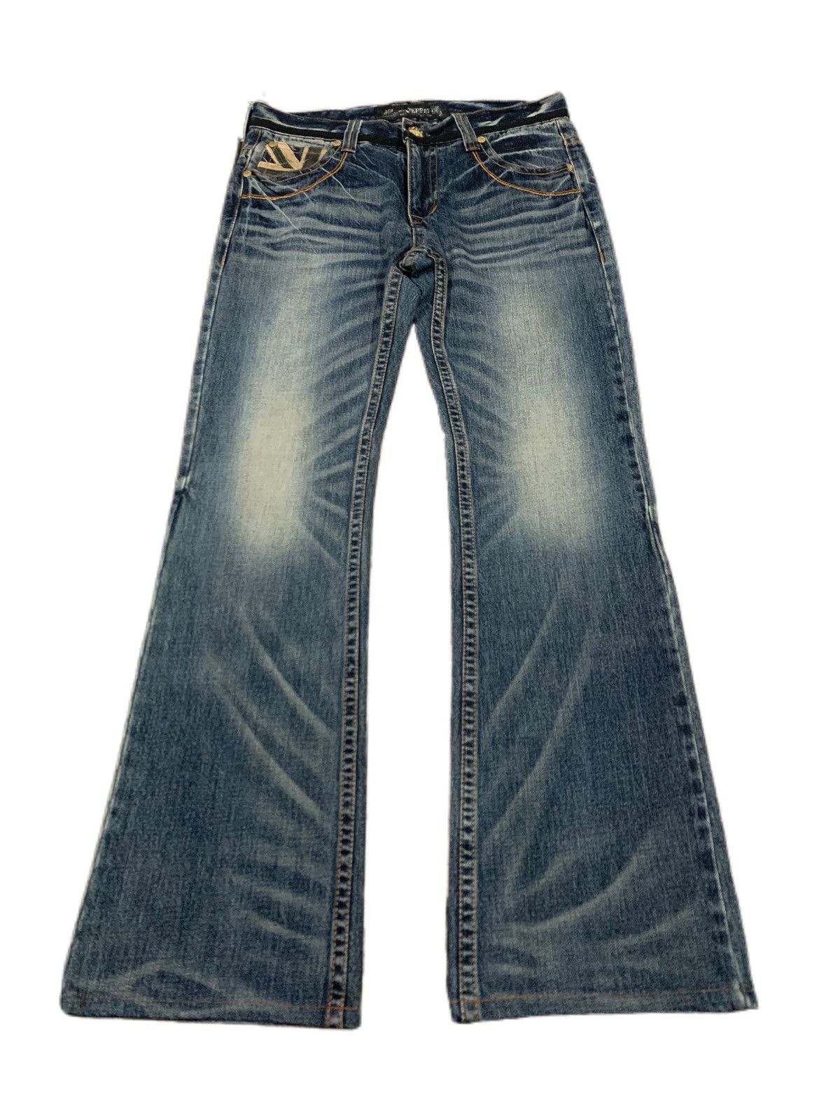 image of If Six Was Nine x Le Grande Bleu L G B Red Pepper Flare Union Jack Design in Denim, Men's (Size 34)