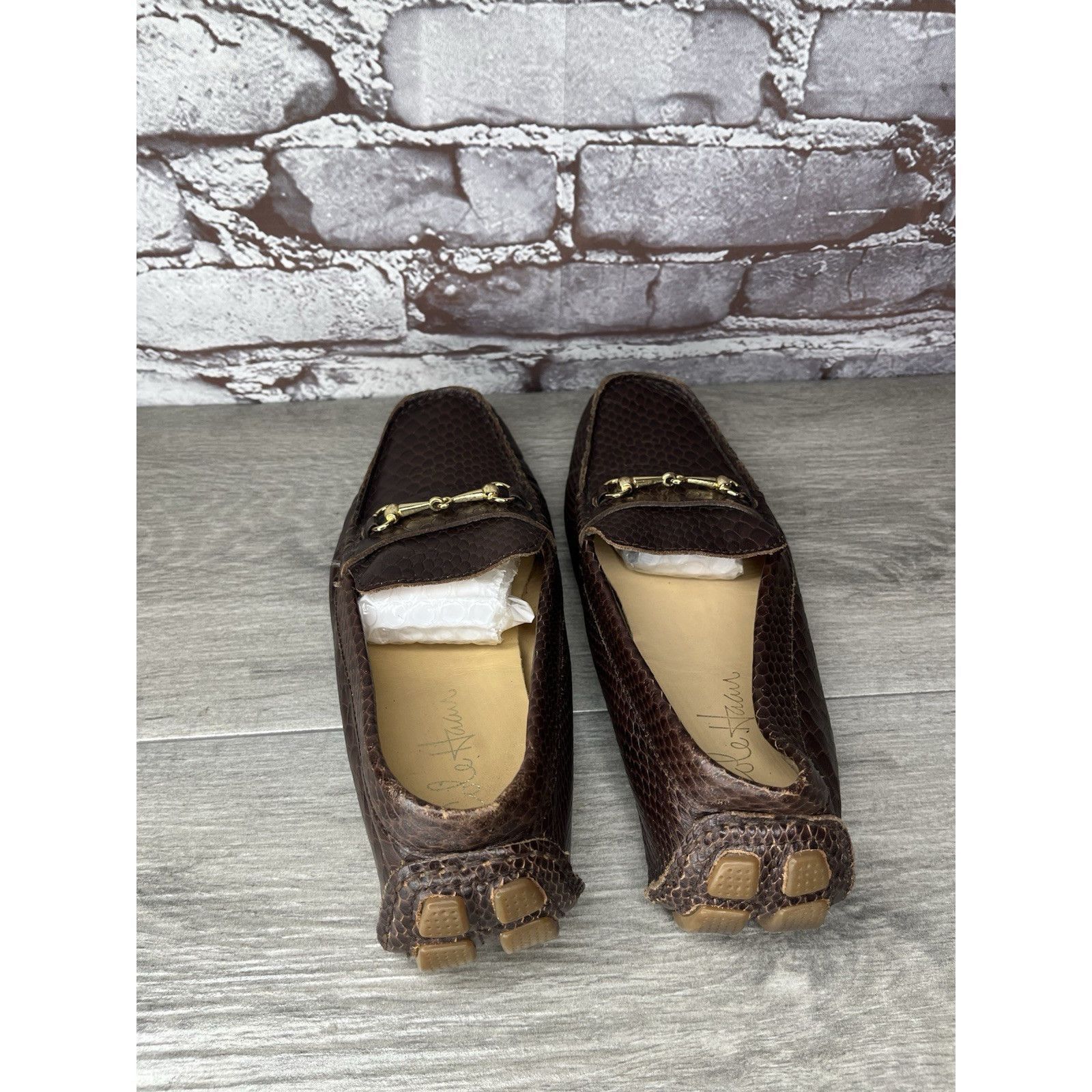 Cole Haan COLE HAAN Dark Mocha Brown Leather Python Print Shelby Flats Size US 7.5 / IT 37.5 - 7 Thumbnail