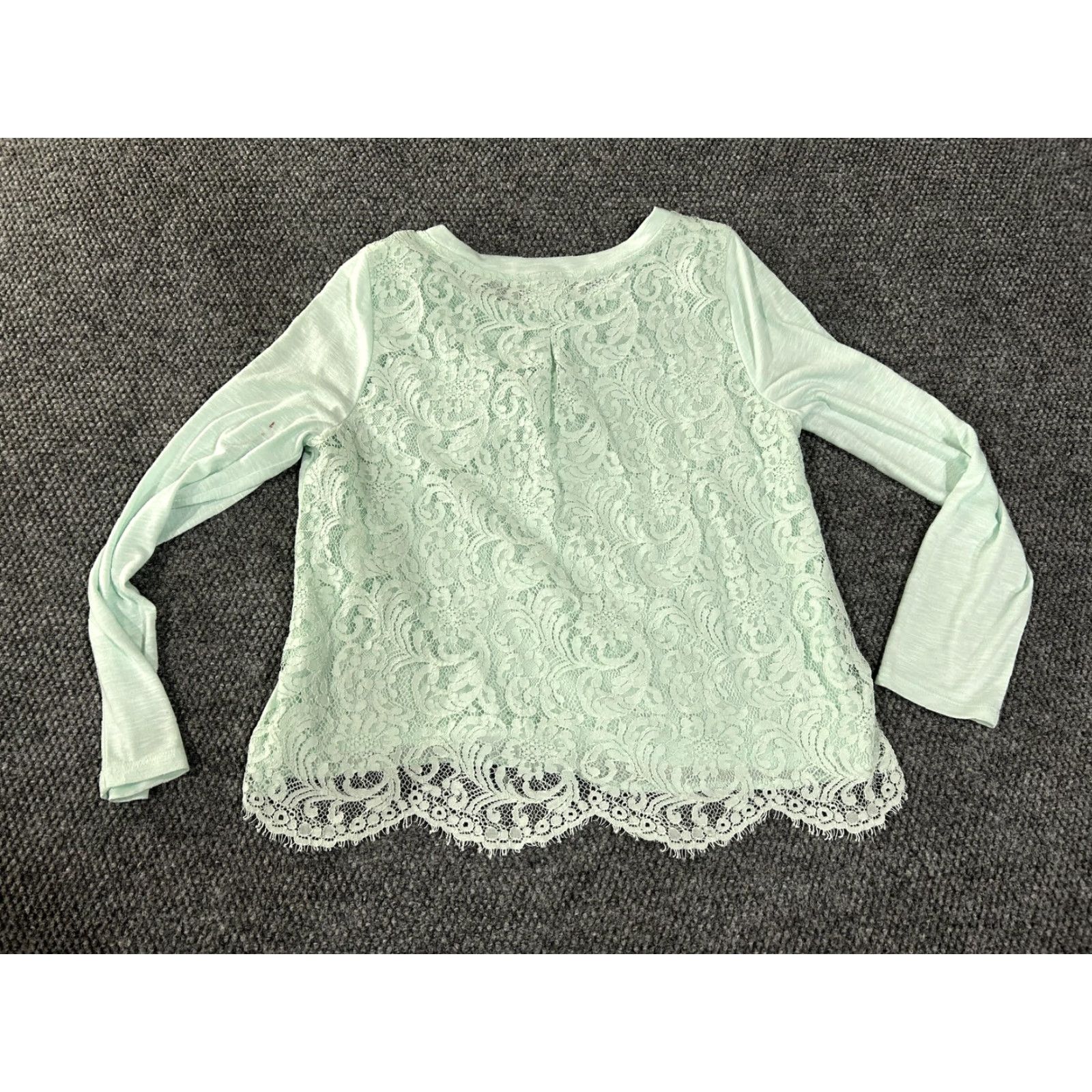 Lord & Taylor LORD & TAYLOR Shirt Womens Large Mint Green Lace Back Long Sleeve Blouse Size L / US 10 / IT 46 - 6 Thumbnail