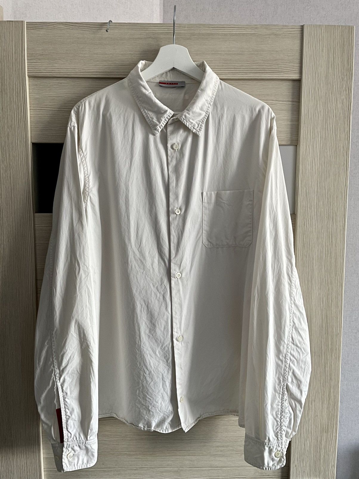 image of Prada Sport Vintage Linea Rossa White Button Shirt Size Xl, Men's